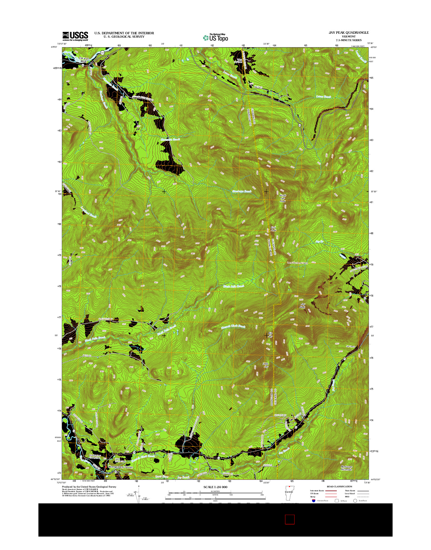 USGS US TOPO 7.5-MINUTE MAP FOR JAY PEAK, VT 2012