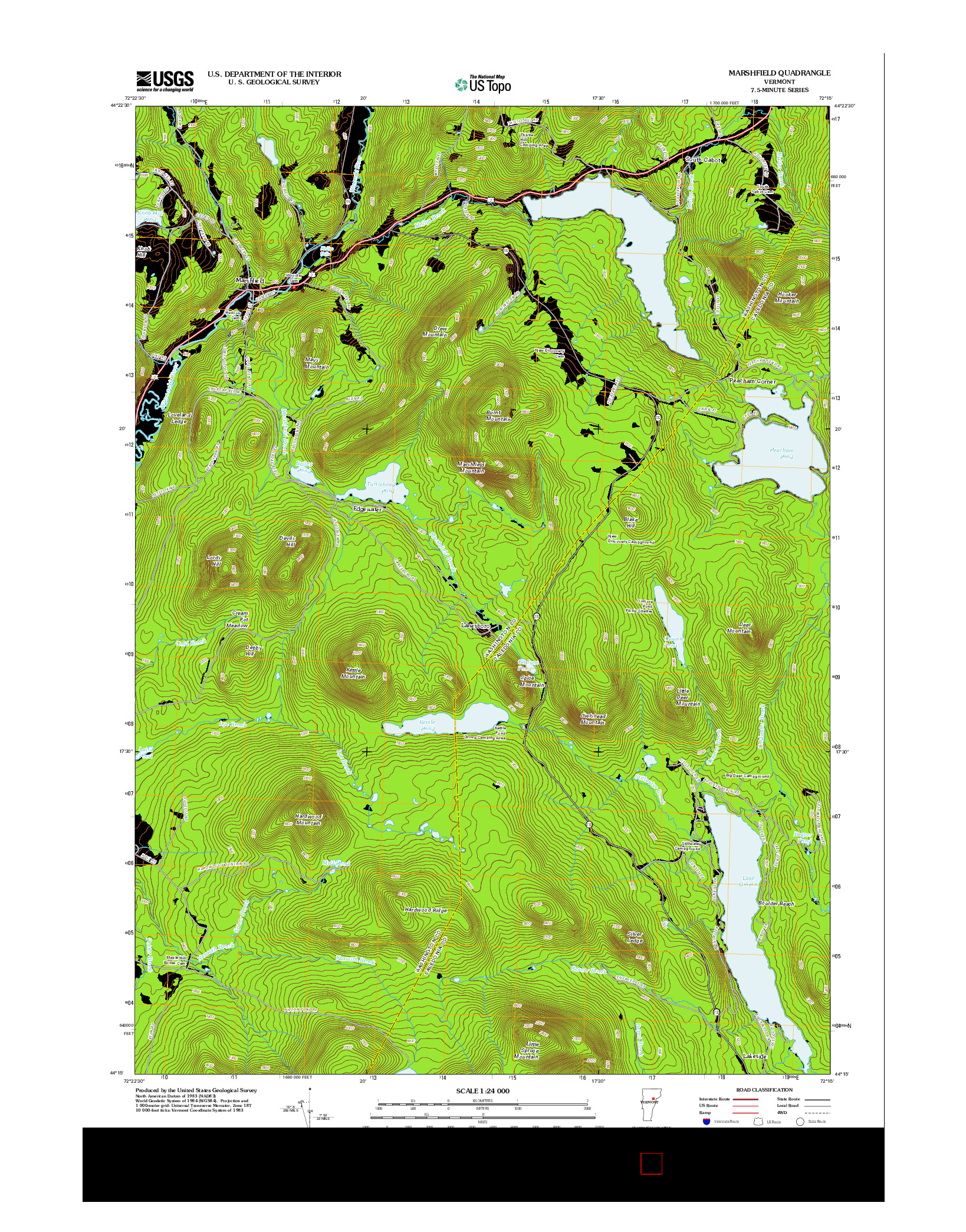 USGS US TOPO 7.5-MINUTE MAP FOR MARSHFIELD, VT 2012