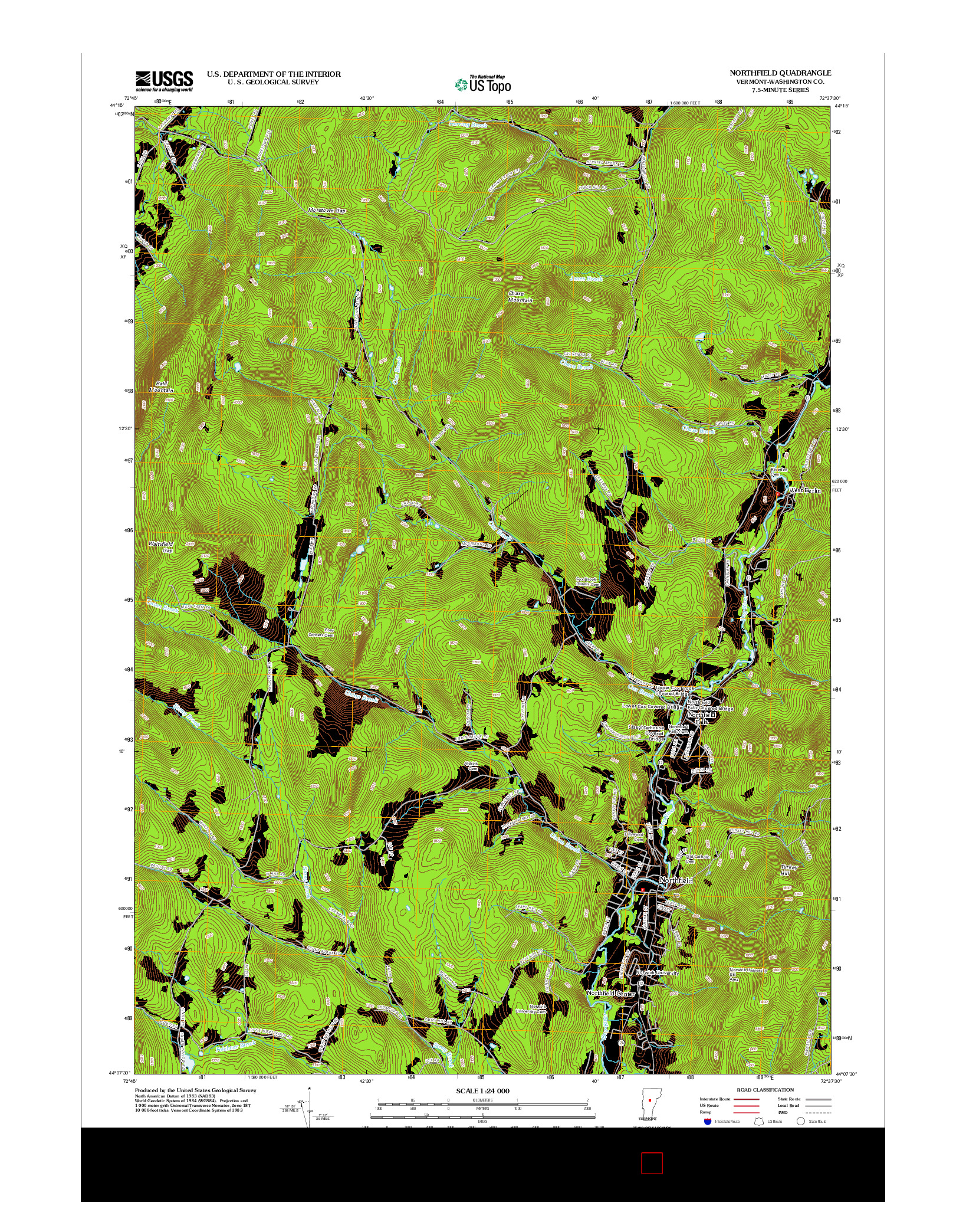 USGS US TOPO 7.5-MINUTE MAP FOR NORTHFIELD, VT 2012