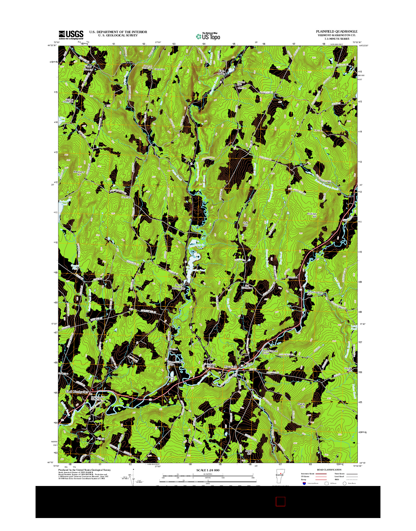 USGS US TOPO 7.5-MINUTE MAP FOR PLAINFIELD, VT 2012