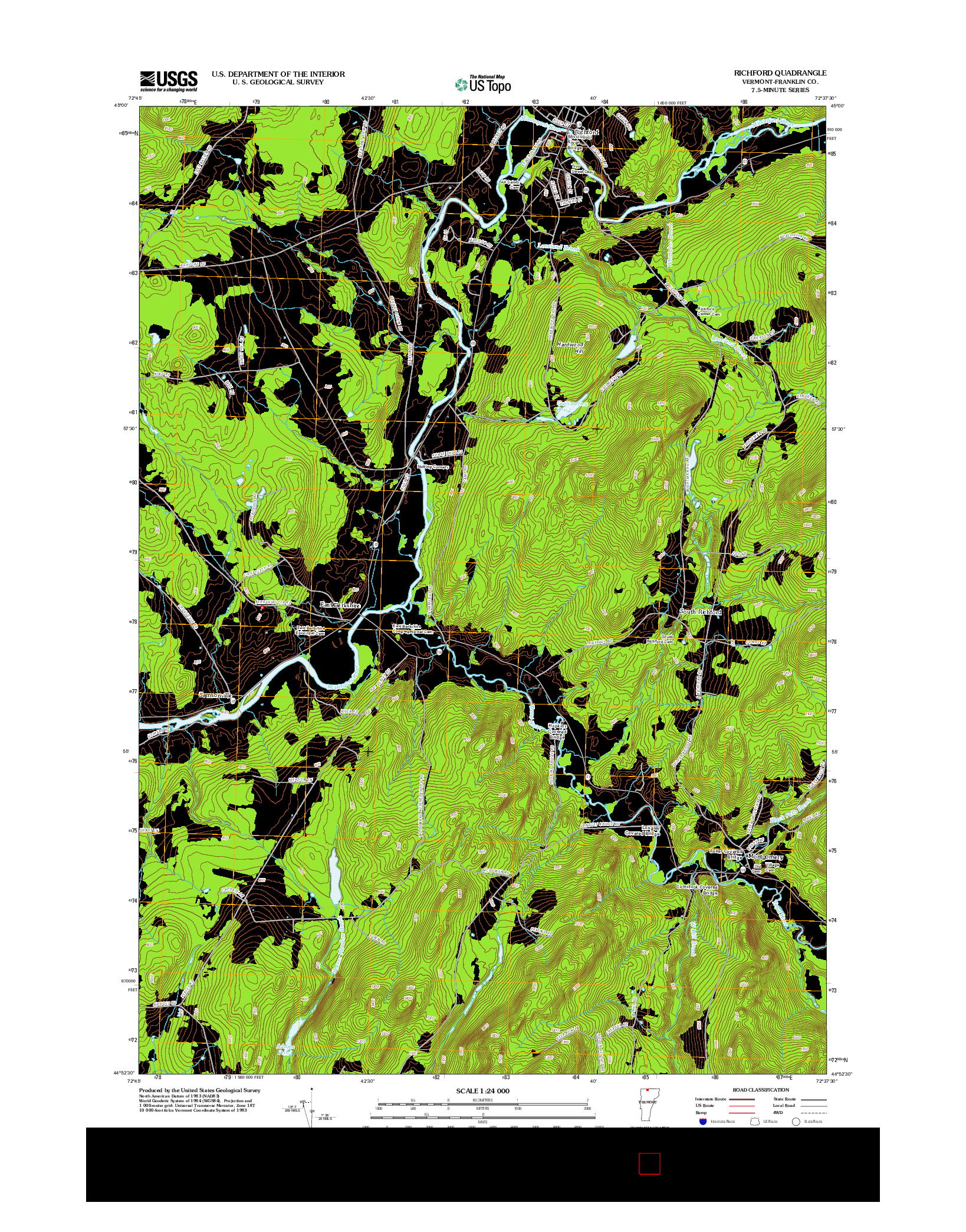 USGS US TOPO 7.5-MINUTE MAP FOR RICHFORD, VT 2012