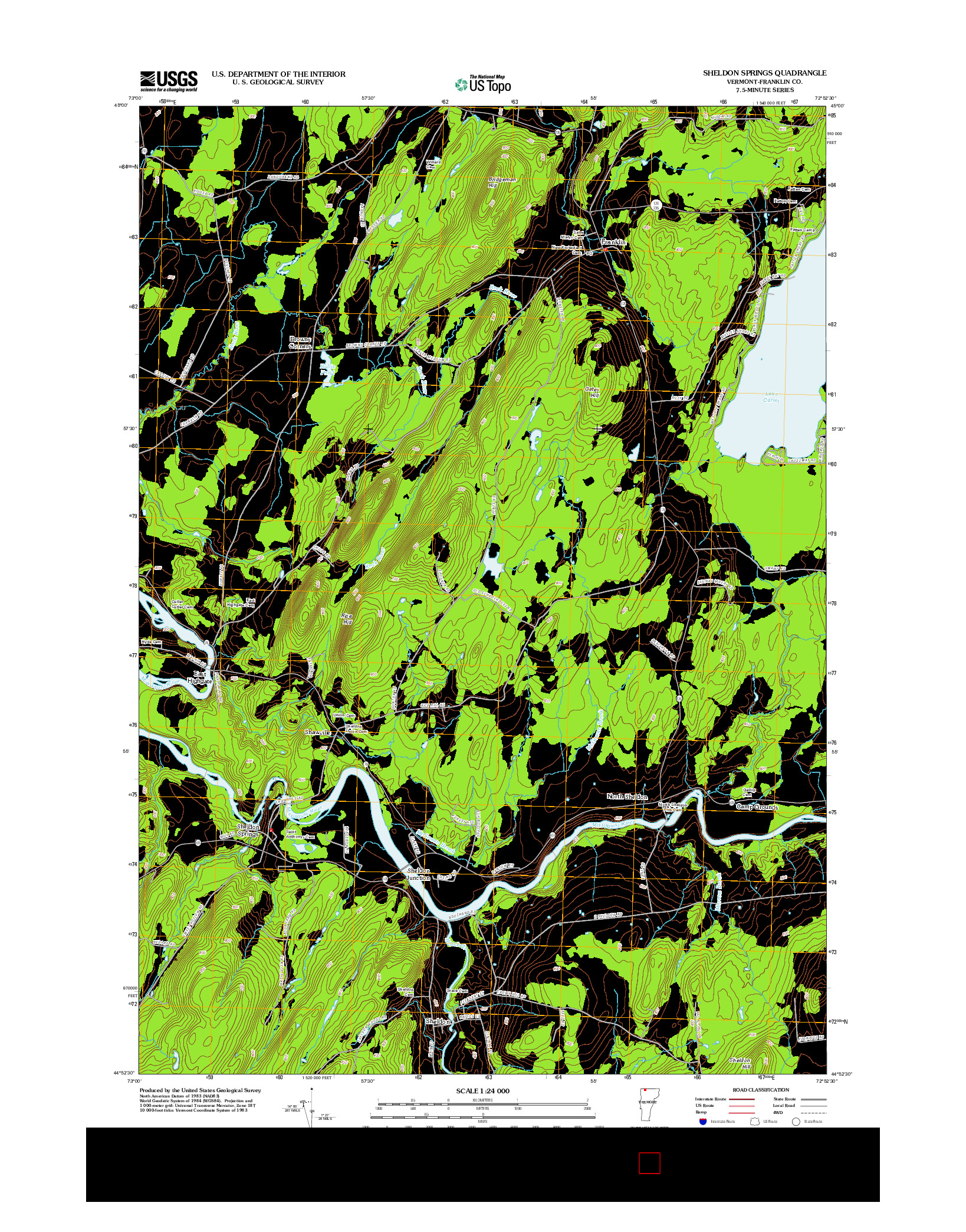 USGS US TOPO 7.5-MINUTE MAP FOR SHELDON SPRINGS, VT 2012