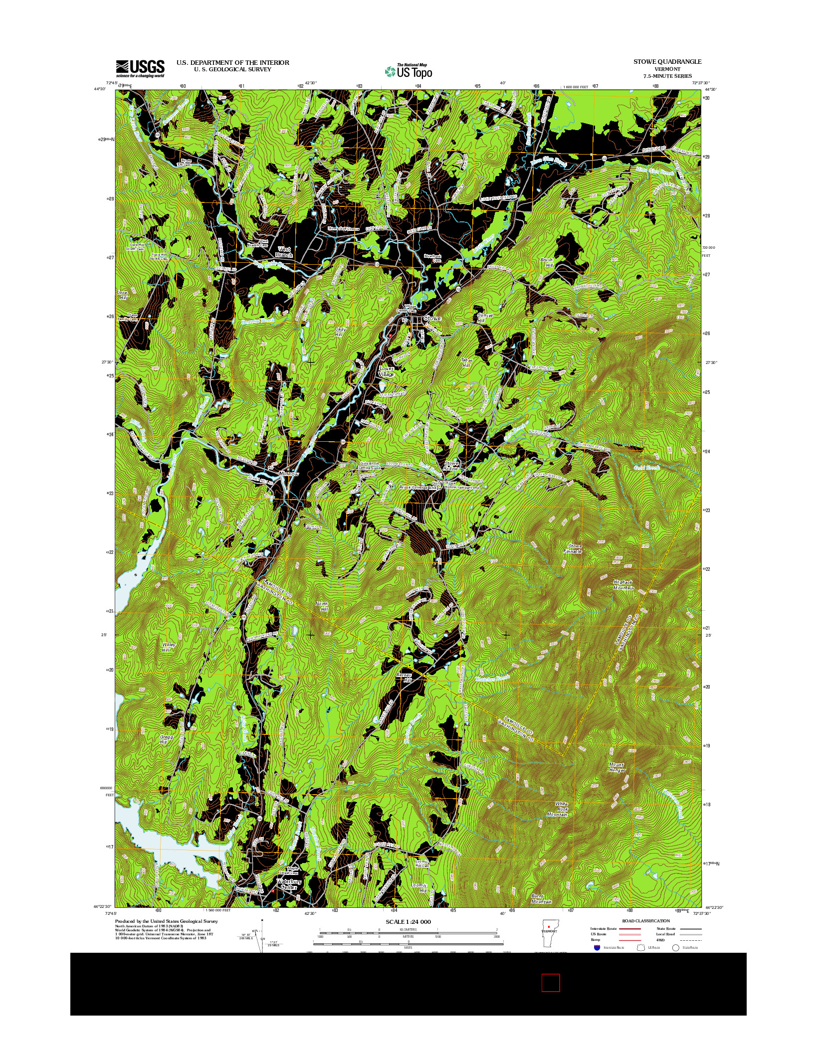 USGS US TOPO 7.5-MINUTE MAP FOR STOWE, VT 2012