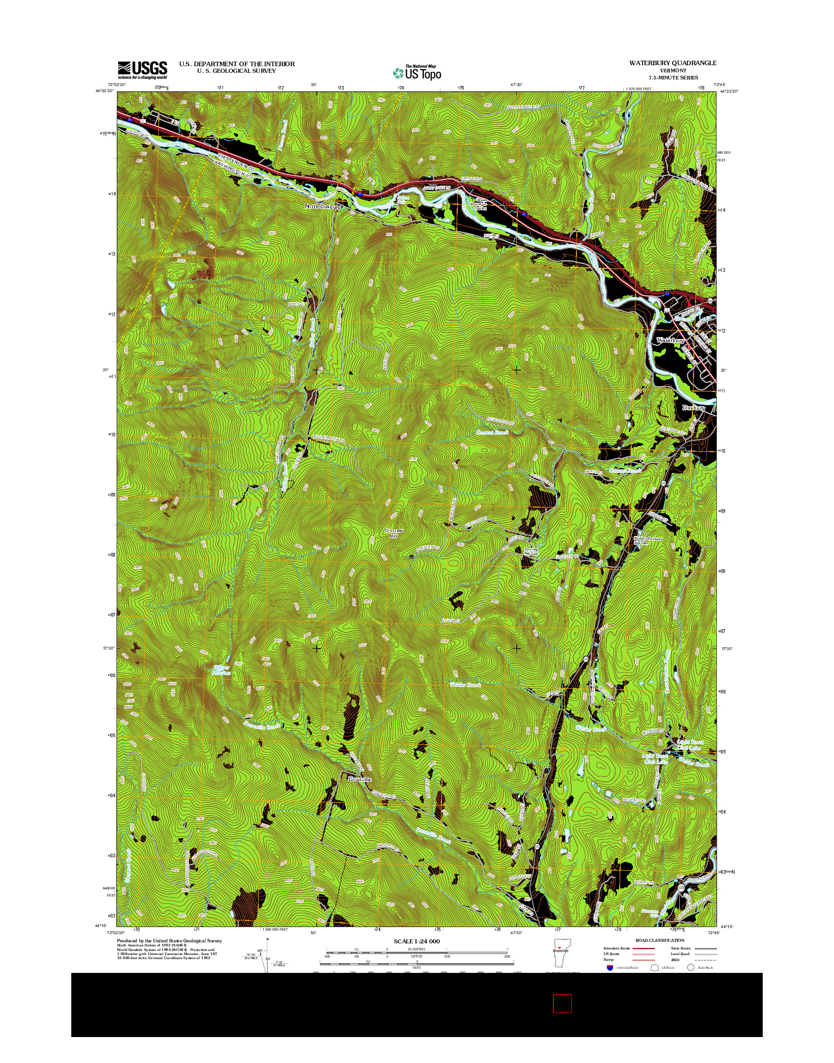 USGS US TOPO 7.5-MINUTE MAP FOR WATERBURY, VT 2012