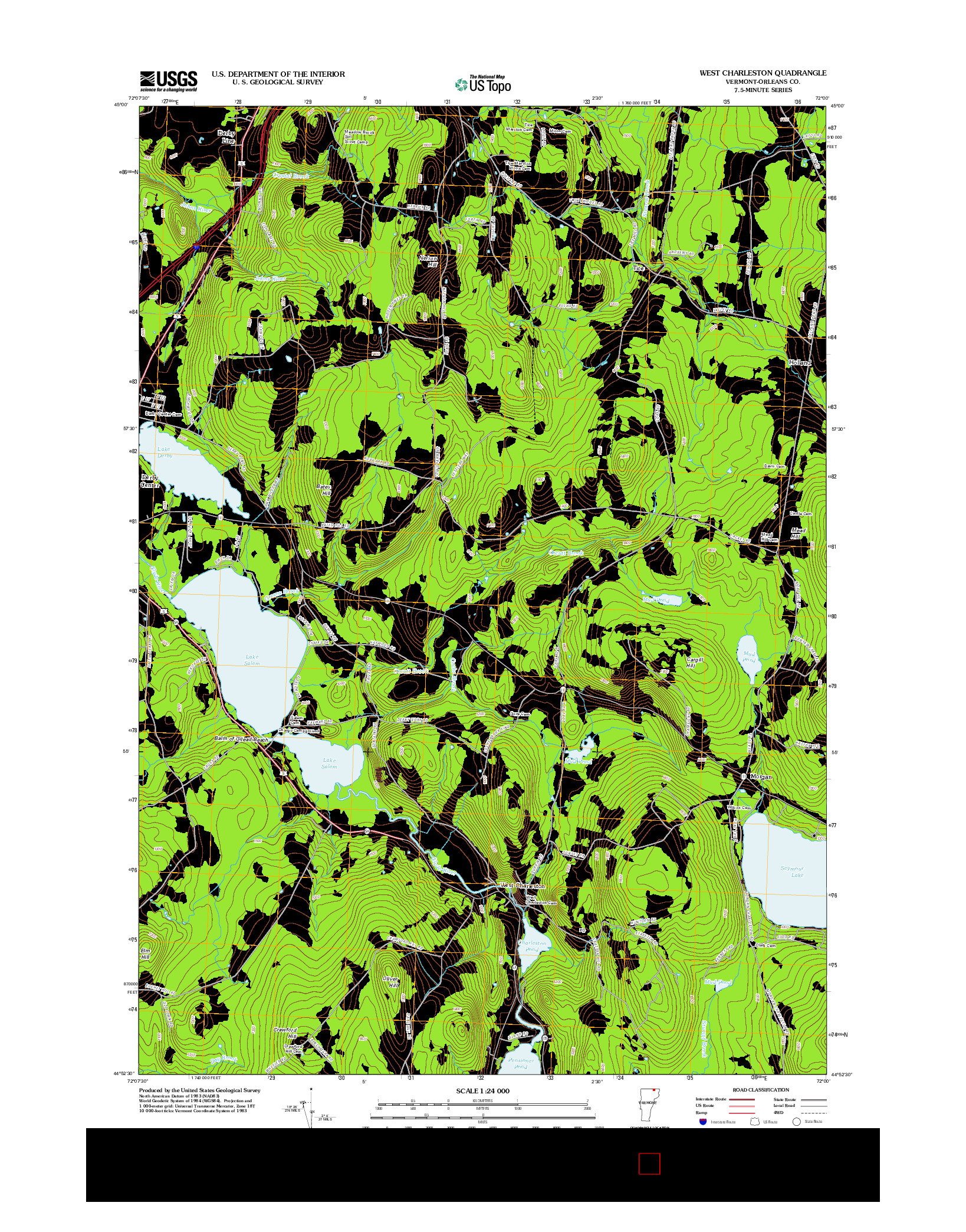 USGS US TOPO 7.5-MINUTE MAP FOR WEST CHARLESTON, VT 2012