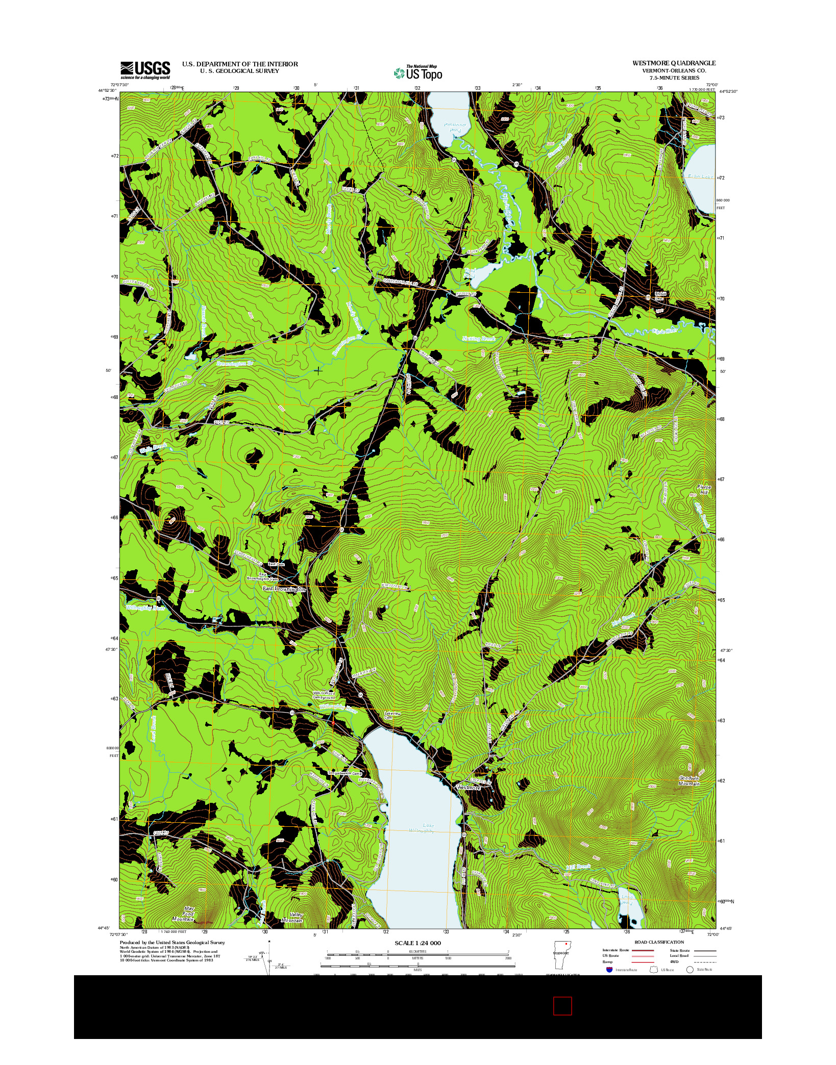 USGS US TOPO 7.5-MINUTE MAP FOR WESTMORE, VT 2012