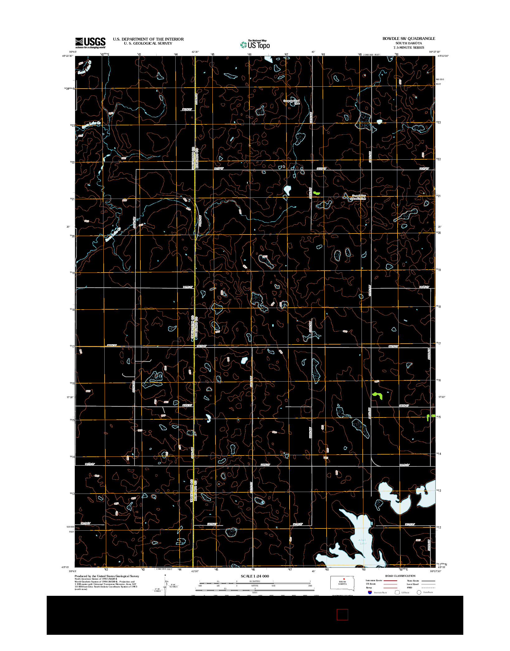 USGS US TOPO 7.5-MINUTE MAP FOR BOWDLE SW, SD 2012