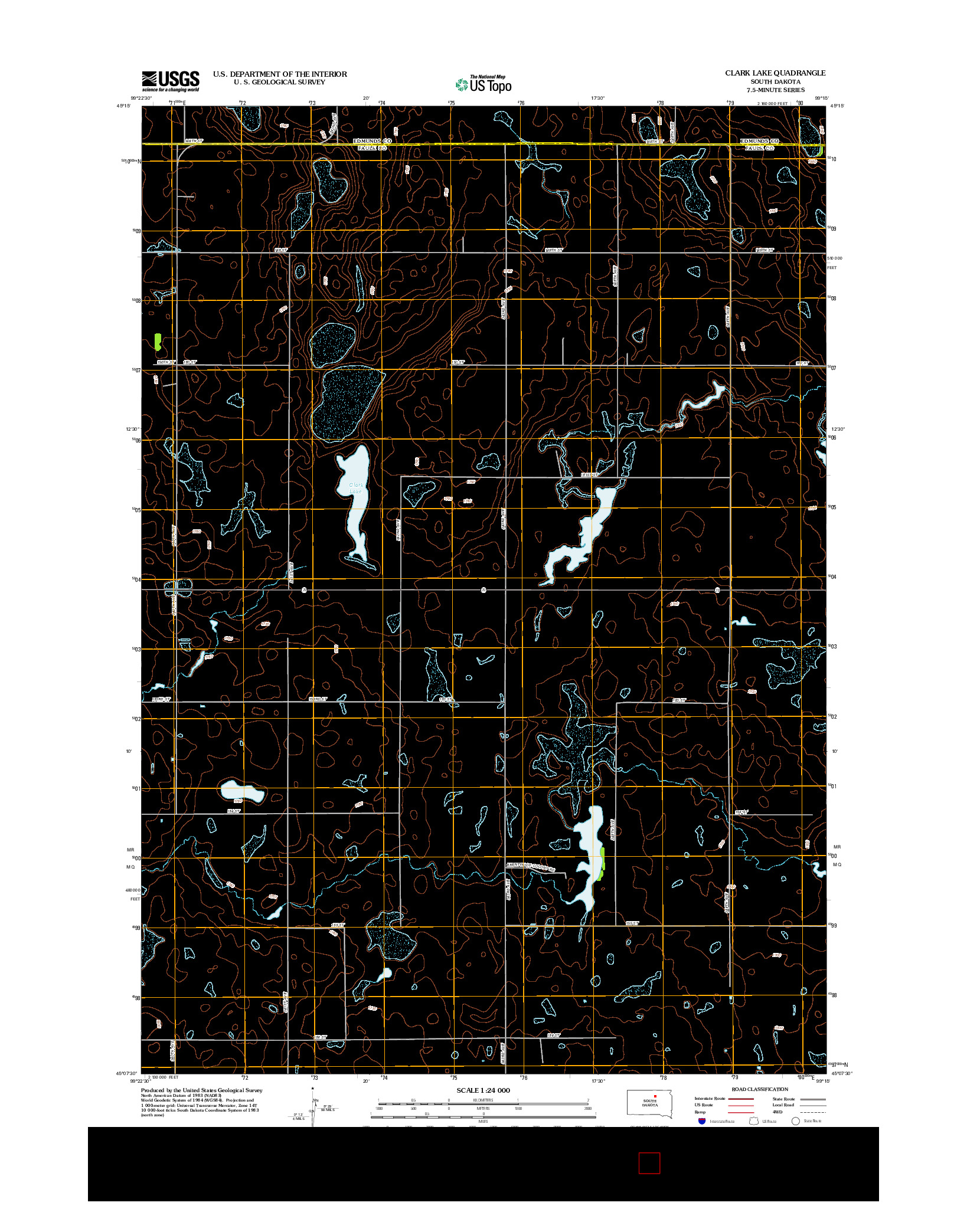 USGS US TOPO 7.5-MINUTE MAP FOR CLARK LAKE, SD 2012