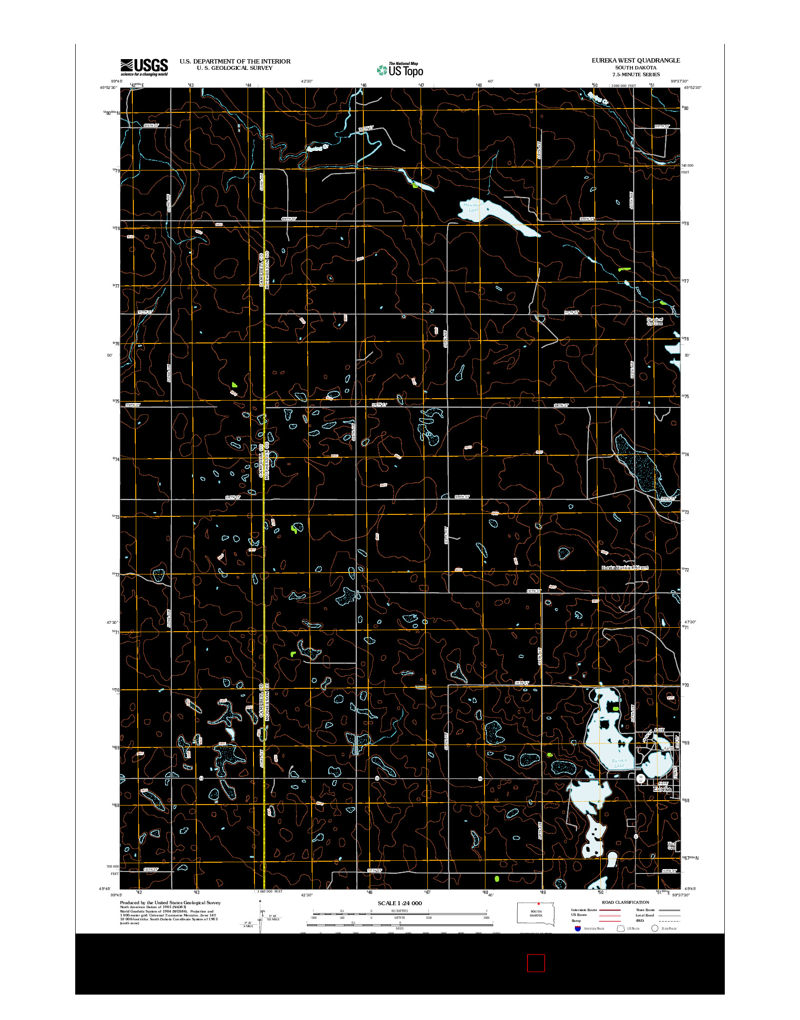 USGS US TOPO 7.5-MINUTE MAP FOR EUREKA WEST, SD 2012