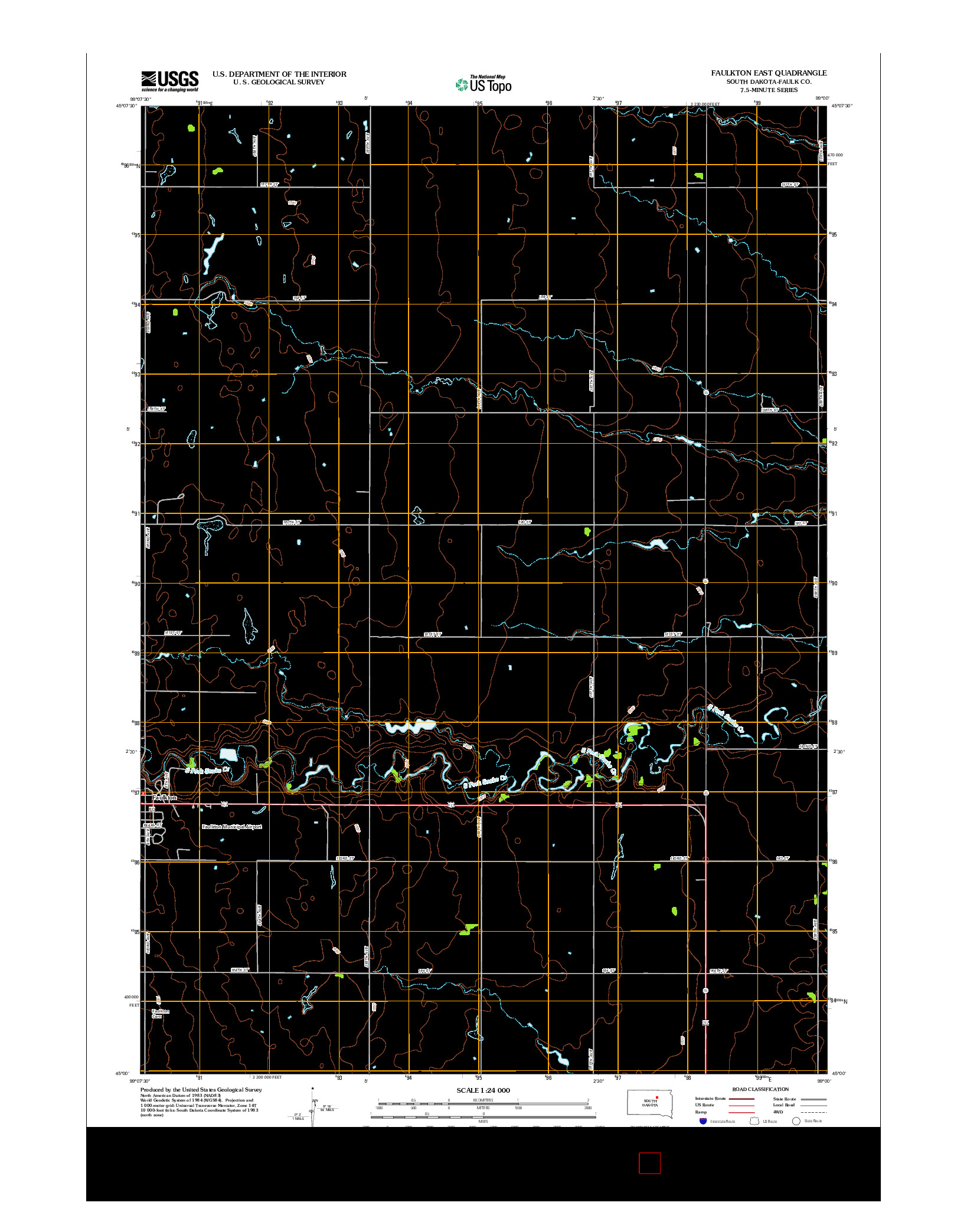 USGS US TOPO 7.5-MINUTE MAP FOR FAULKTON EAST, SD 2012