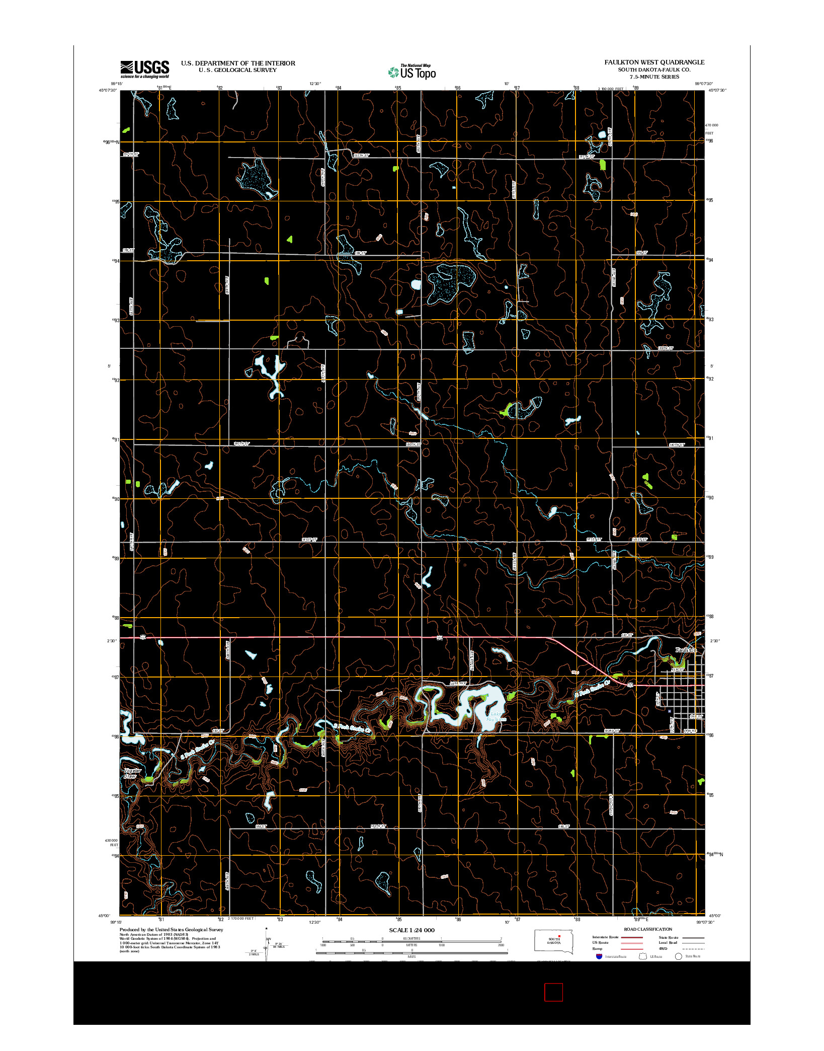 USGS US TOPO 7.5-MINUTE MAP FOR FAULKTON WEST, SD 2012