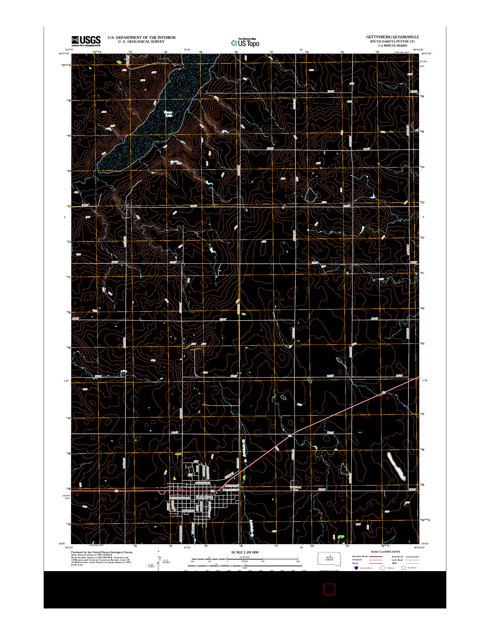 USGS US TOPO 7.5-MINUTE MAP FOR GETTYSBURG, SD 2012