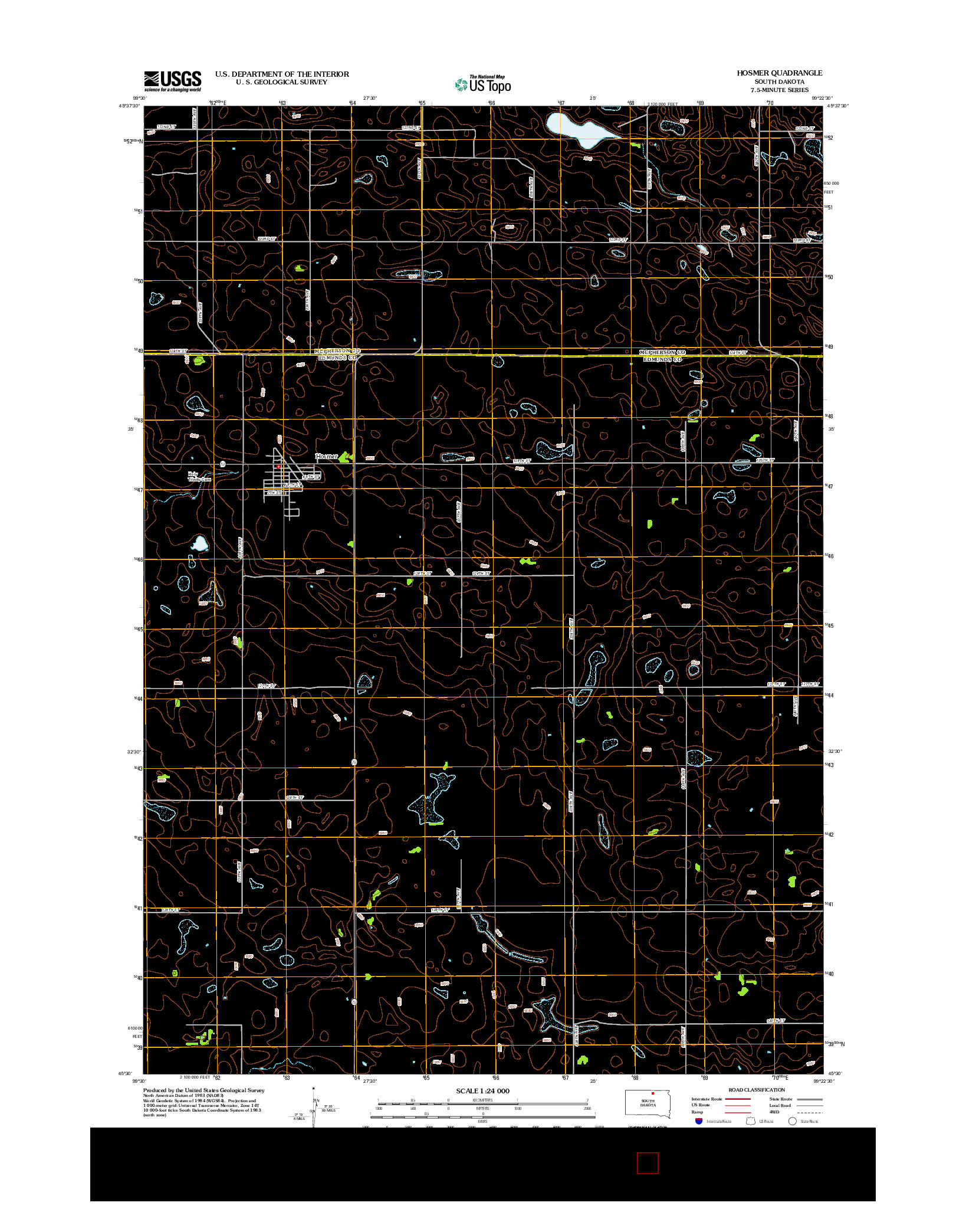 USGS US TOPO 7.5-MINUTE MAP FOR HOSMER, SD 2012