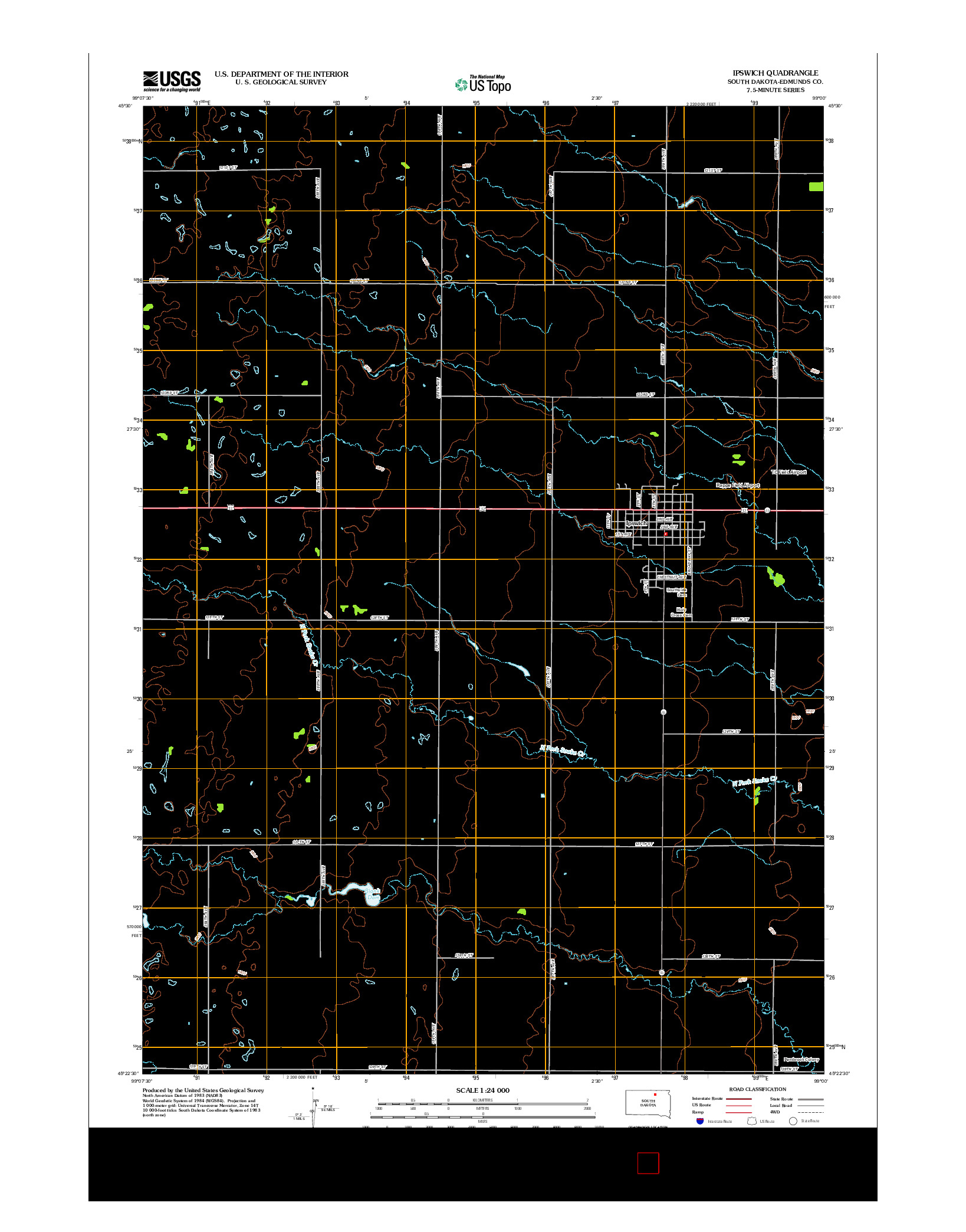 USGS US TOPO 7.5-MINUTE MAP FOR IPSWICH, SD 2012