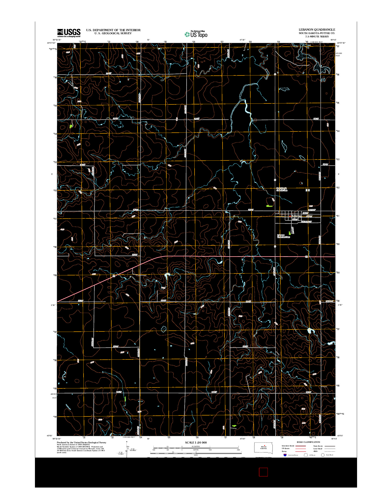 USGS US TOPO 7.5-MINUTE MAP FOR LEBANON, SD 2012