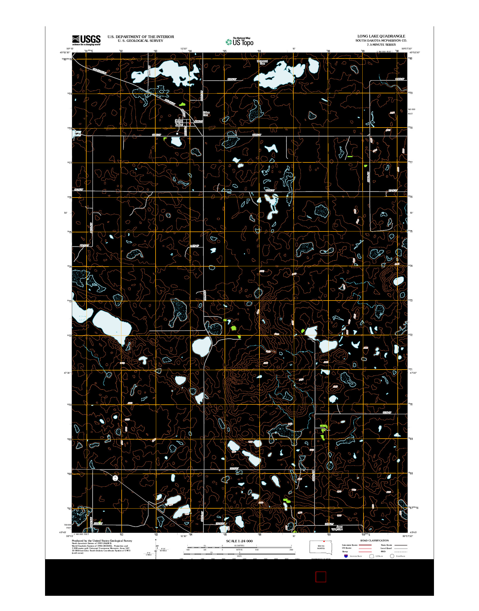 USGS US TOPO 7.5-MINUTE MAP FOR LONG LAKE, SD 2012