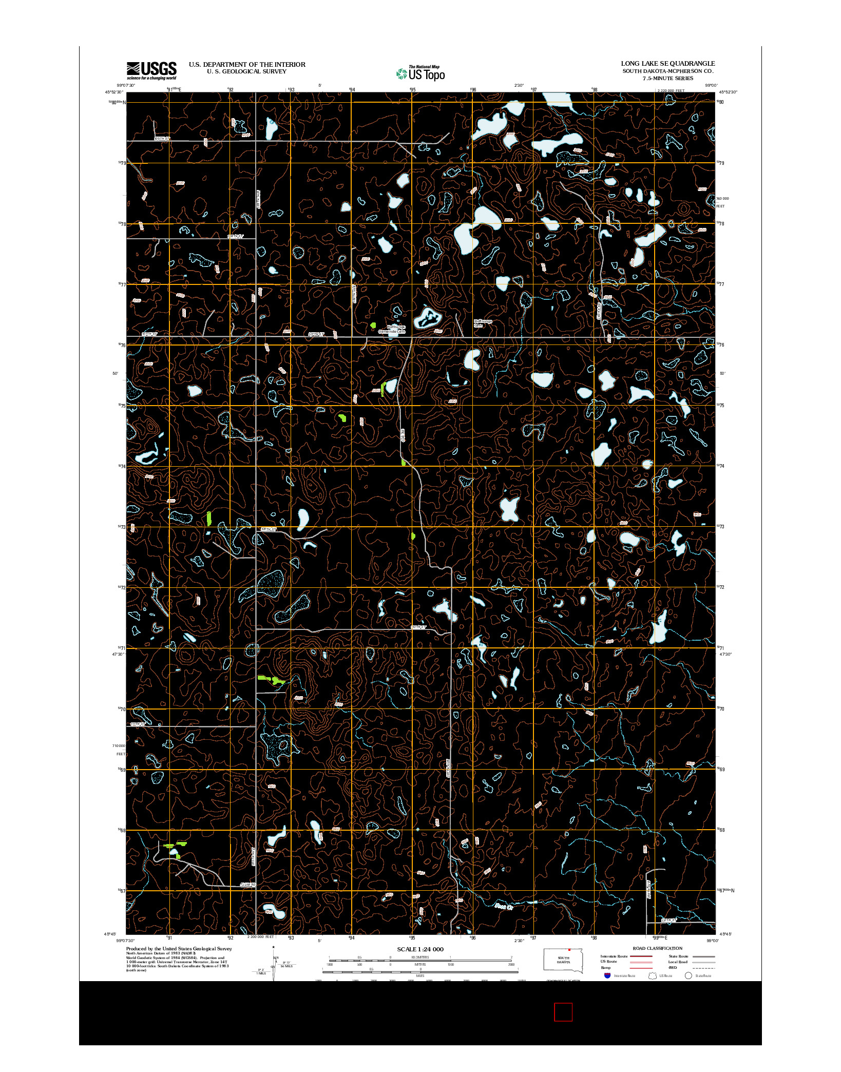 USGS US TOPO 7.5-MINUTE MAP FOR LONG LAKE SE, SD 2012
