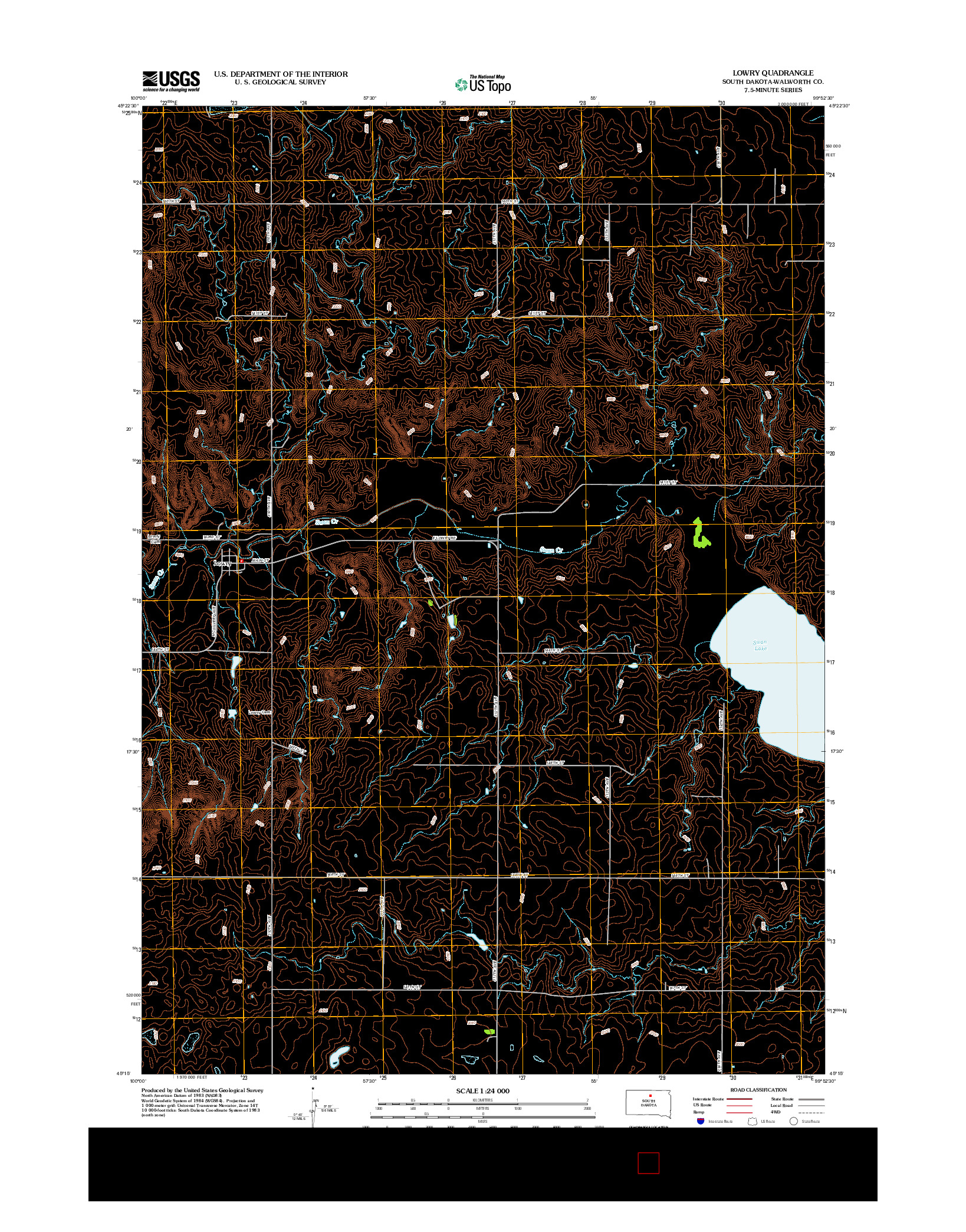 USGS US TOPO 7.5-MINUTE MAP FOR LOWRY, SD 2012