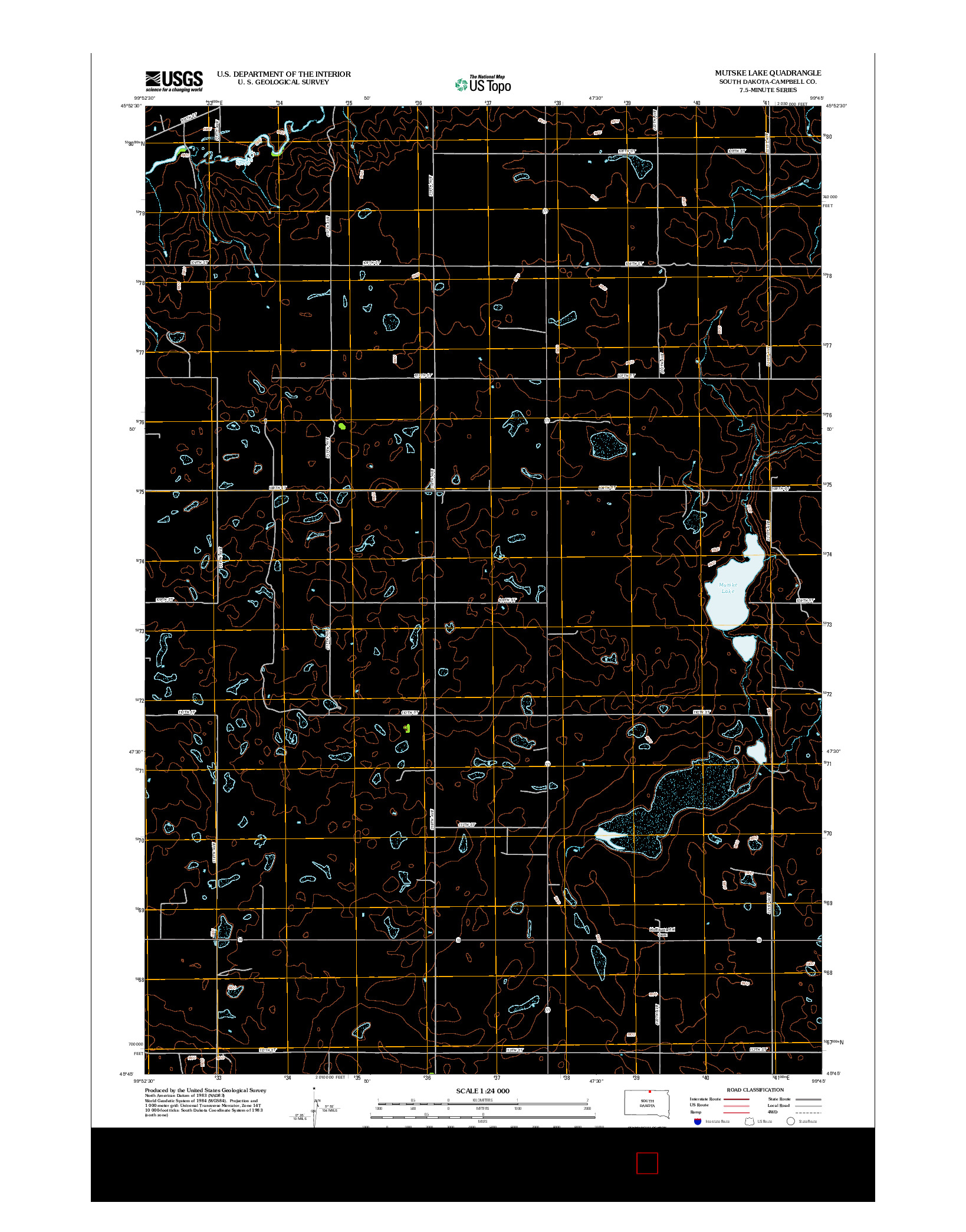 USGS US TOPO 7.5-MINUTE MAP FOR MUTSKE LAKE, SD 2012