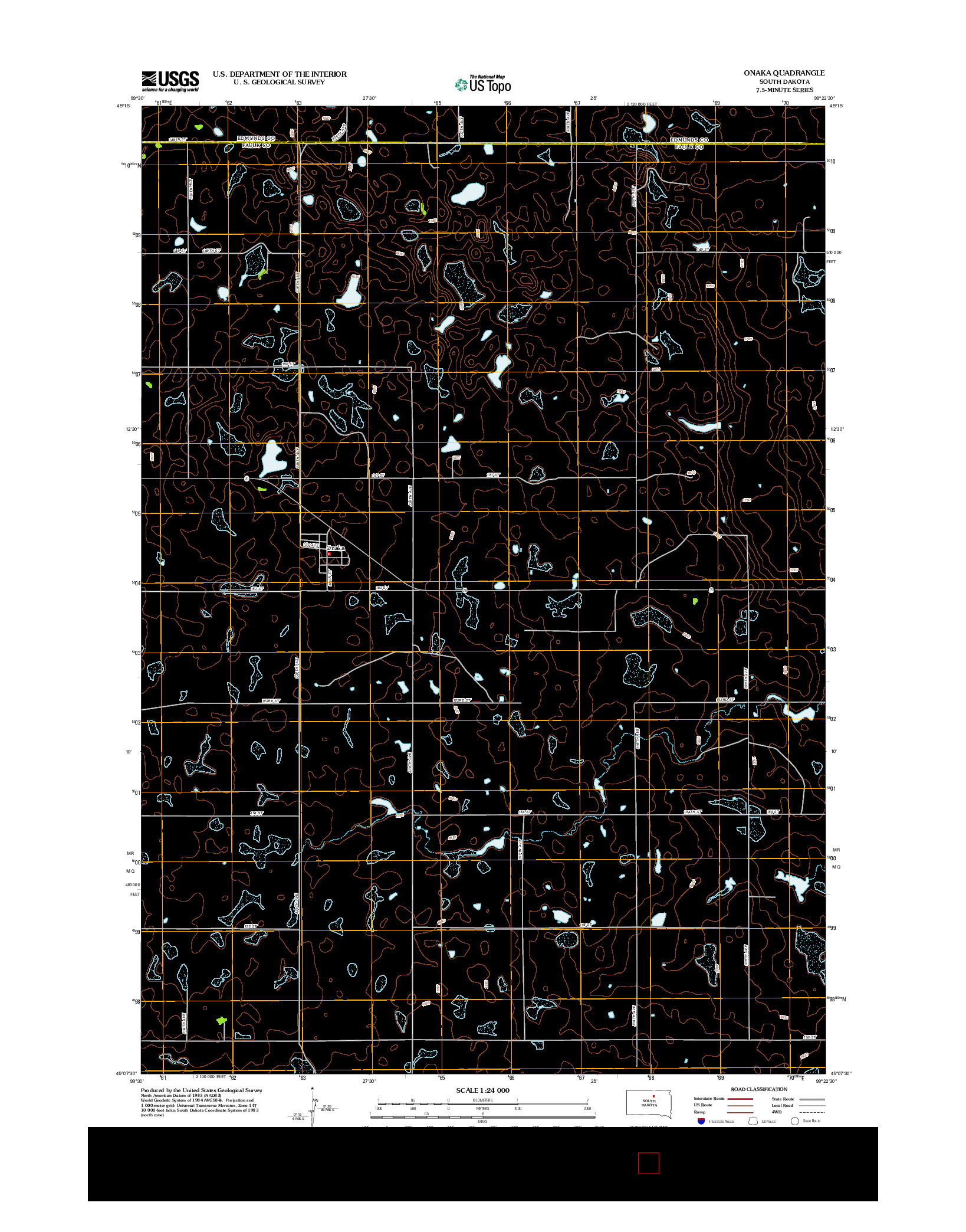 USGS US TOPO 7.5-MINUTE MAP FOR ONAKA, SD 2012