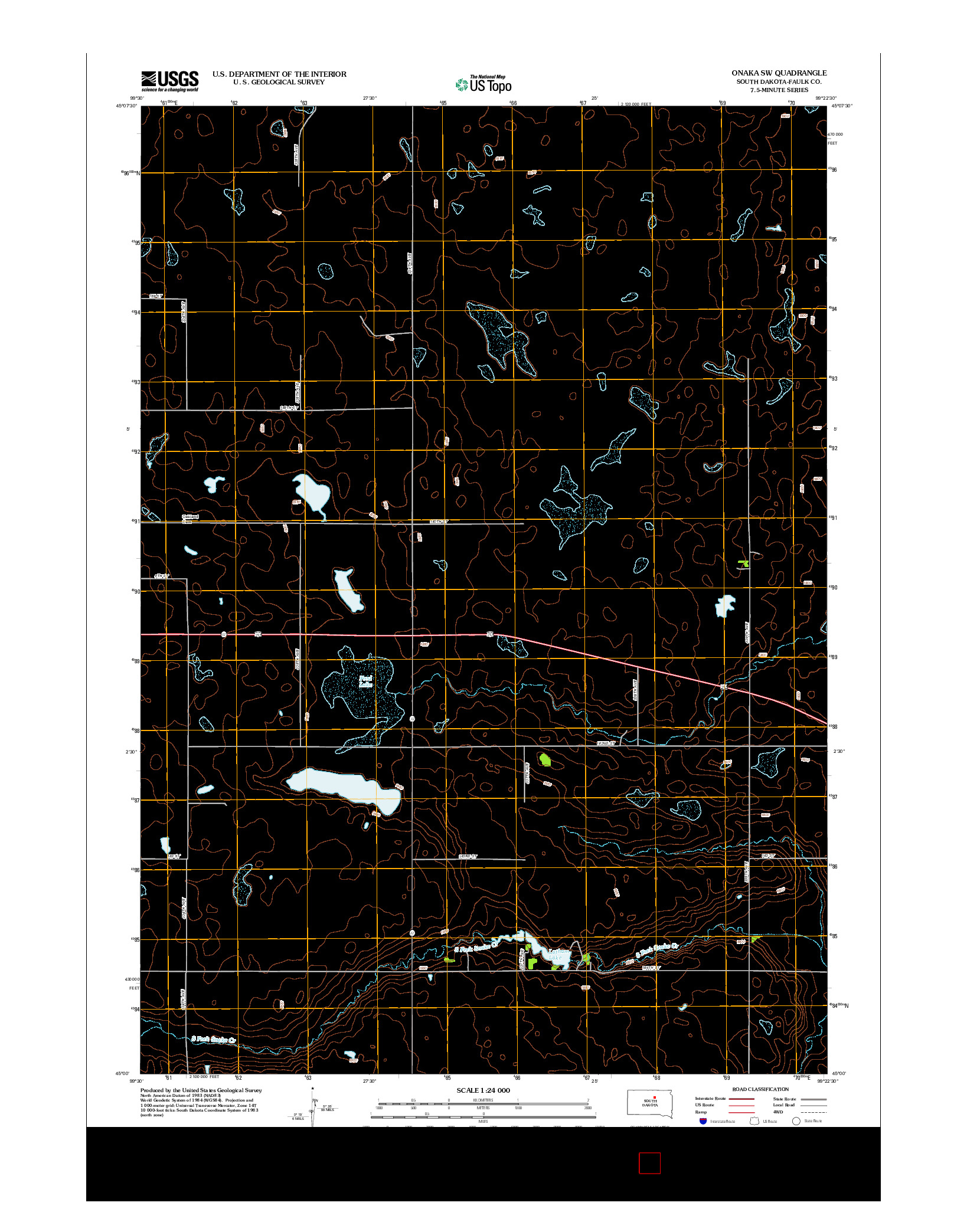 USGS US TOPO 7.5-MINUTE MAP FOR ONAKA SW, SD 2012