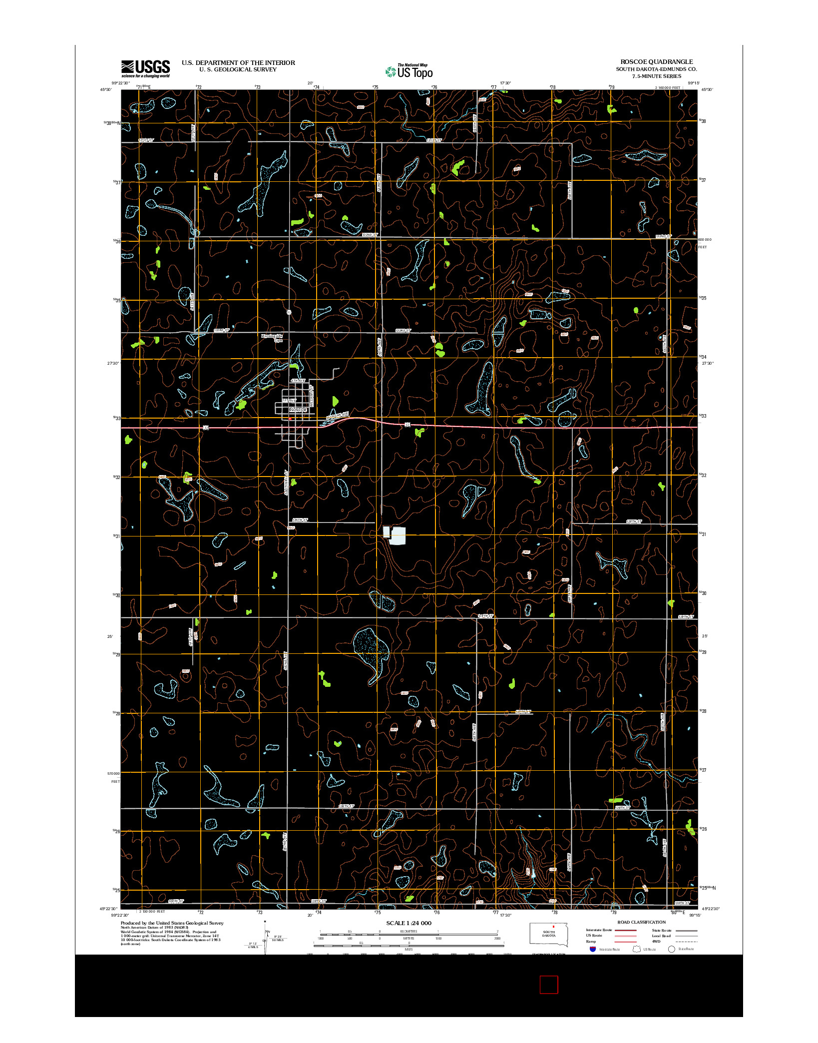 USGS US TOPO 7.5-MINUTE MAP FOR ROSCOE, SD 2012