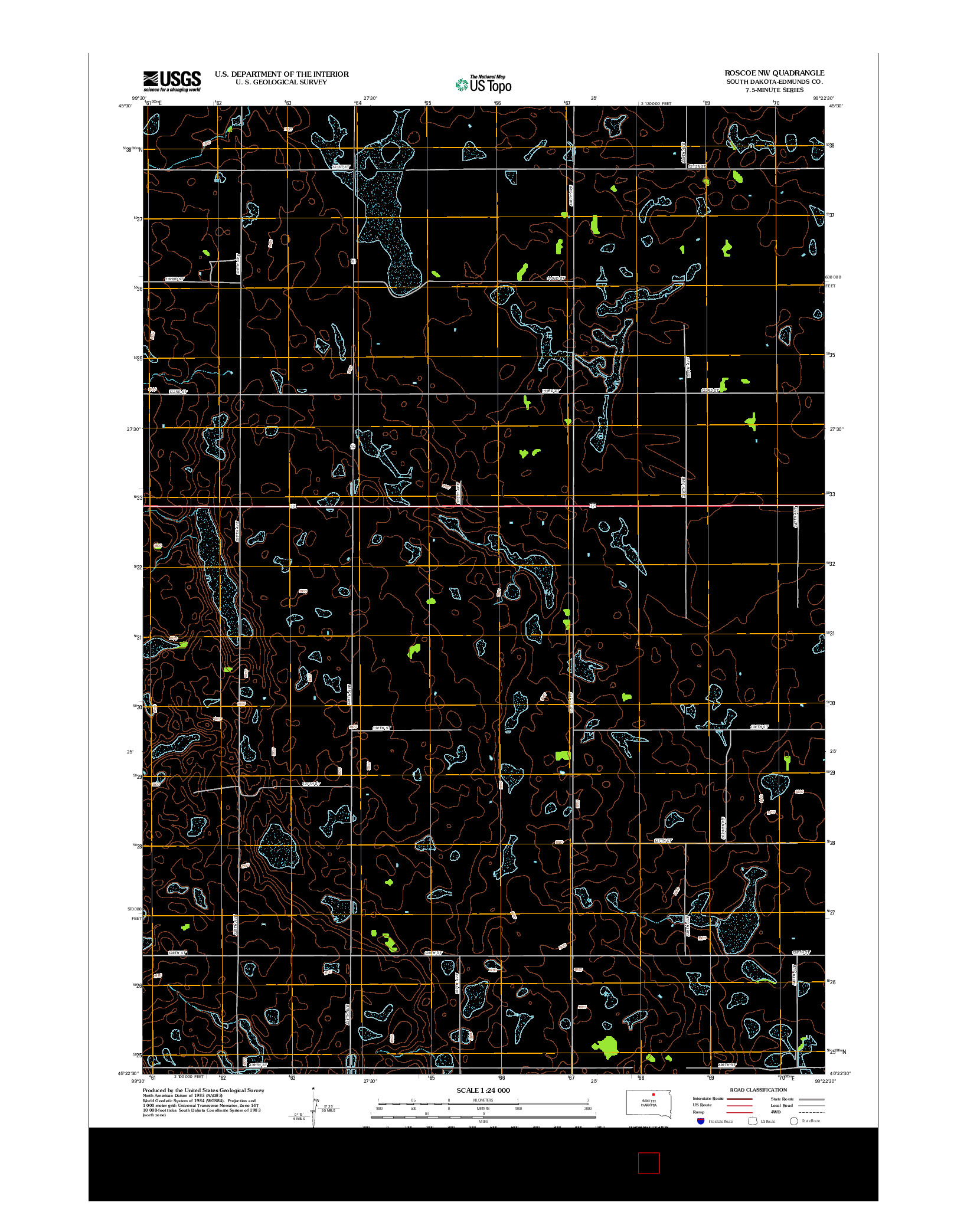 USGS US TOPO 7.5-MINUTE MAP FOR ROSCOE NW, SD 2012
