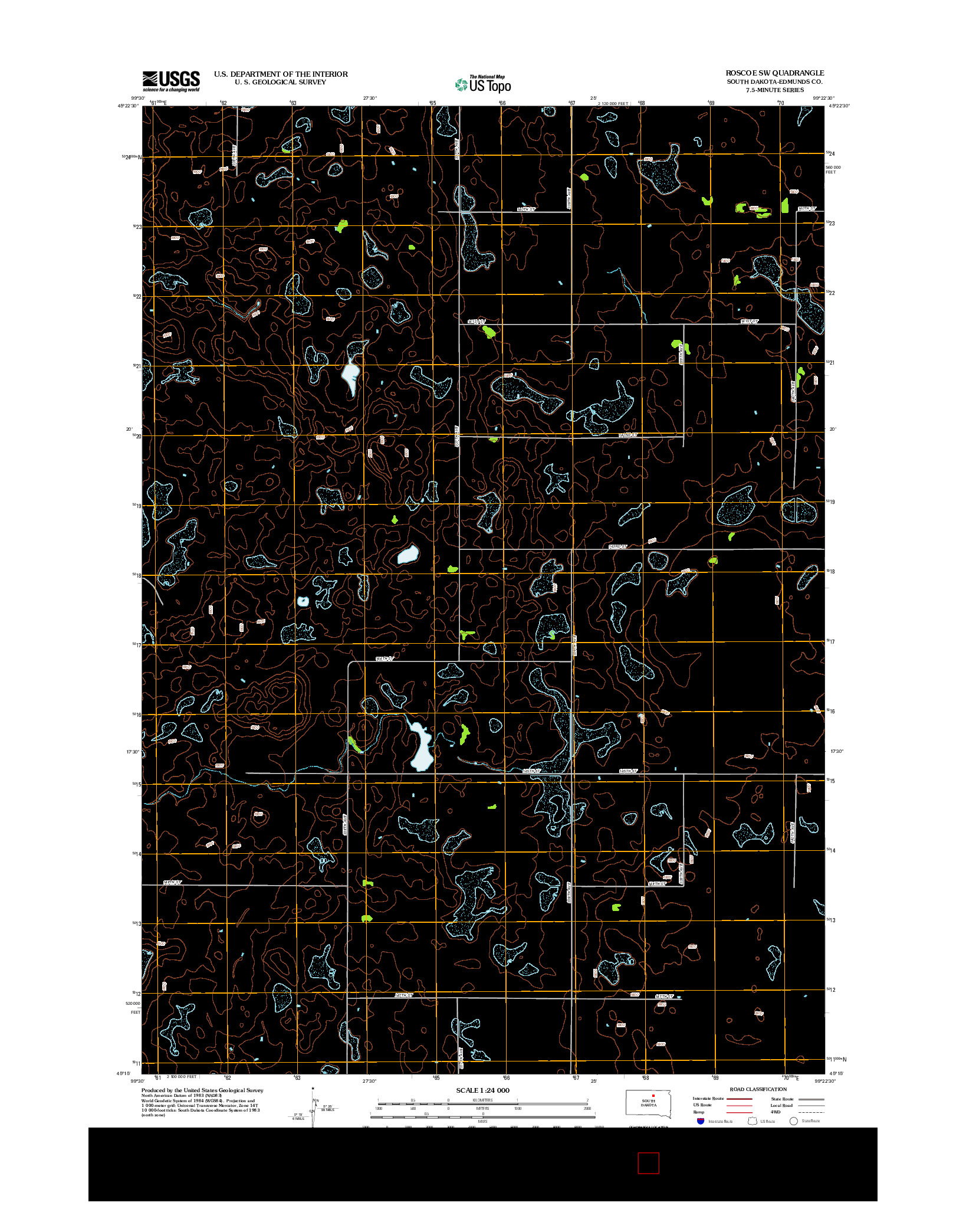 USGS US TOPO 7.5-MINUTE MAP FOR ROSCOE SW, SD 2012