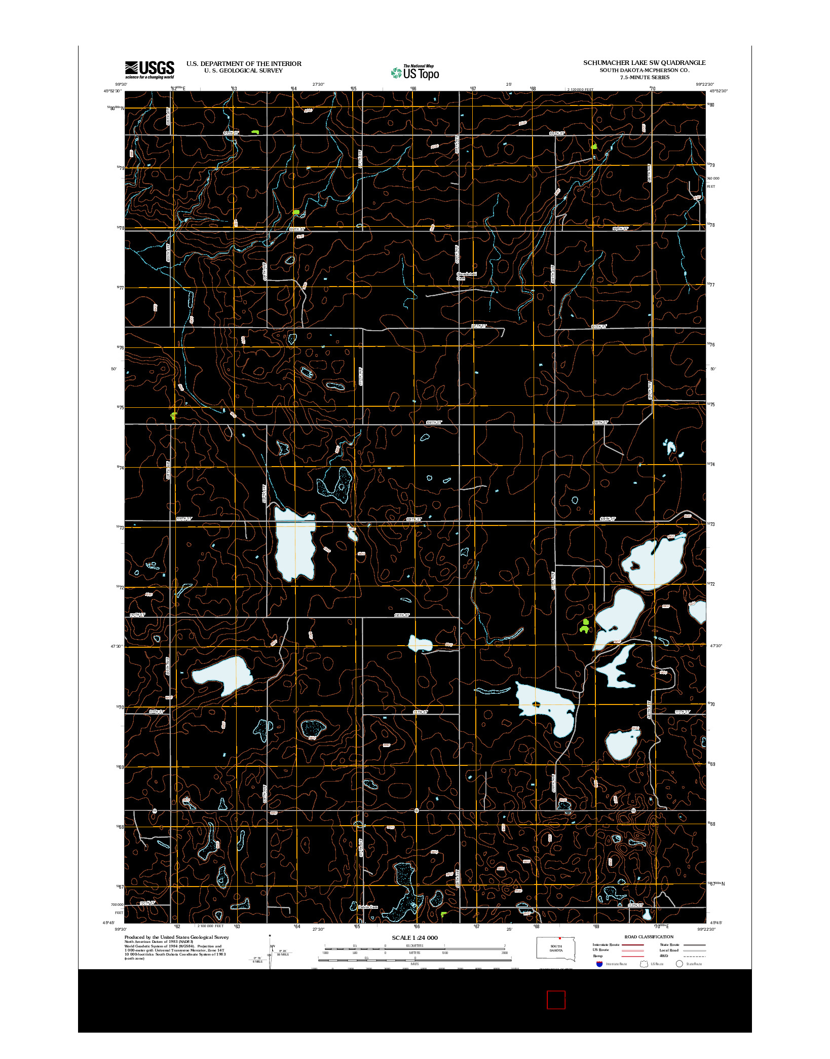 USGS US TOPO 7.5-MINUTE MAP FOR SCHUMACHER LAKE SW, SD 2012