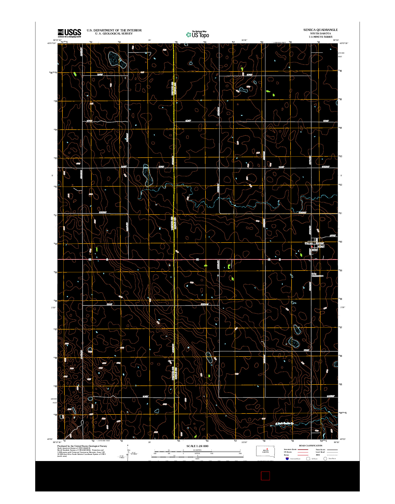 USGS US TOPO 7.5-MINUTE MAP FOR SENECA, SD 2012