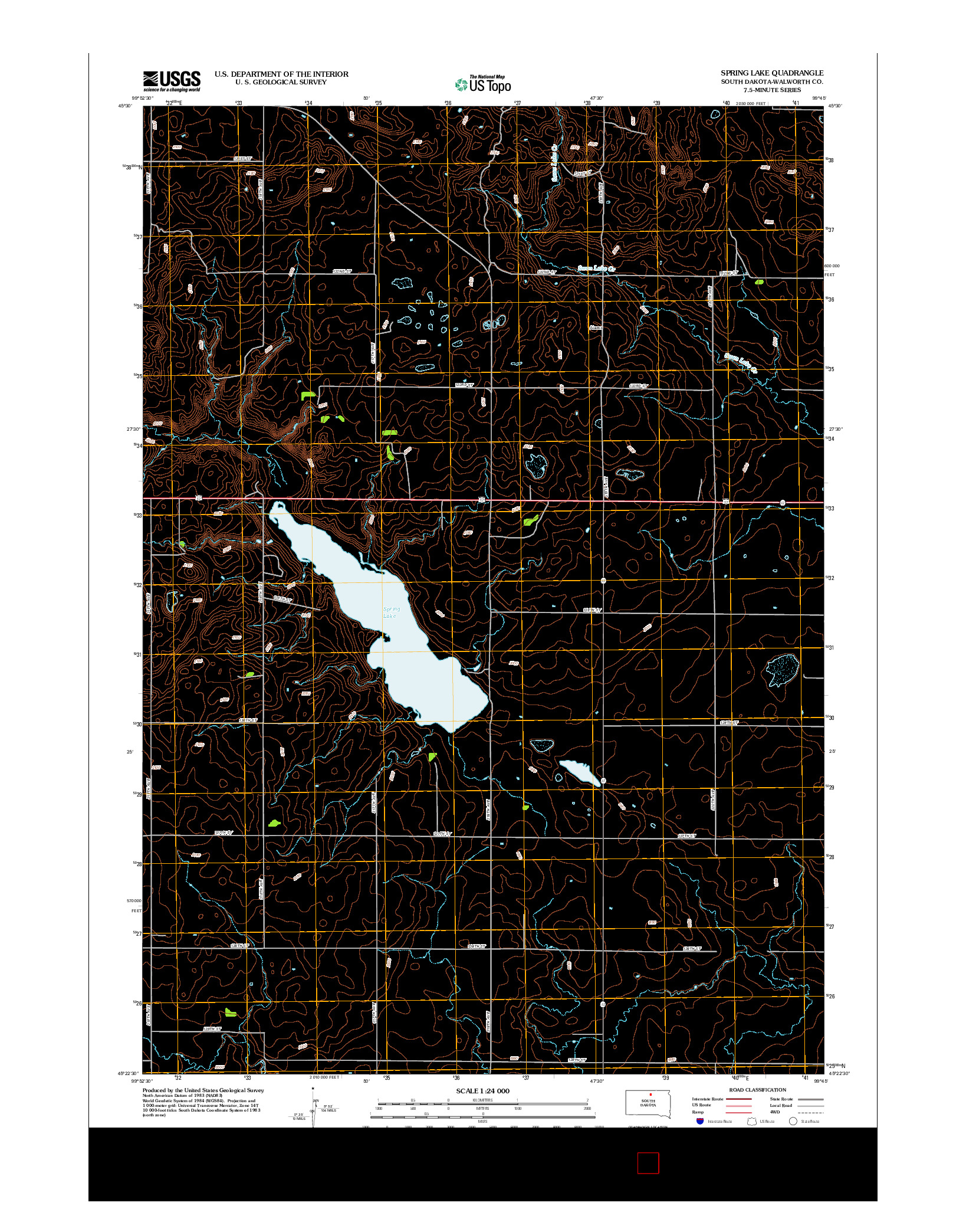 USGS US TOPO 7.5-MINUTE MAP FOR SPRING LAKE, SD 2012