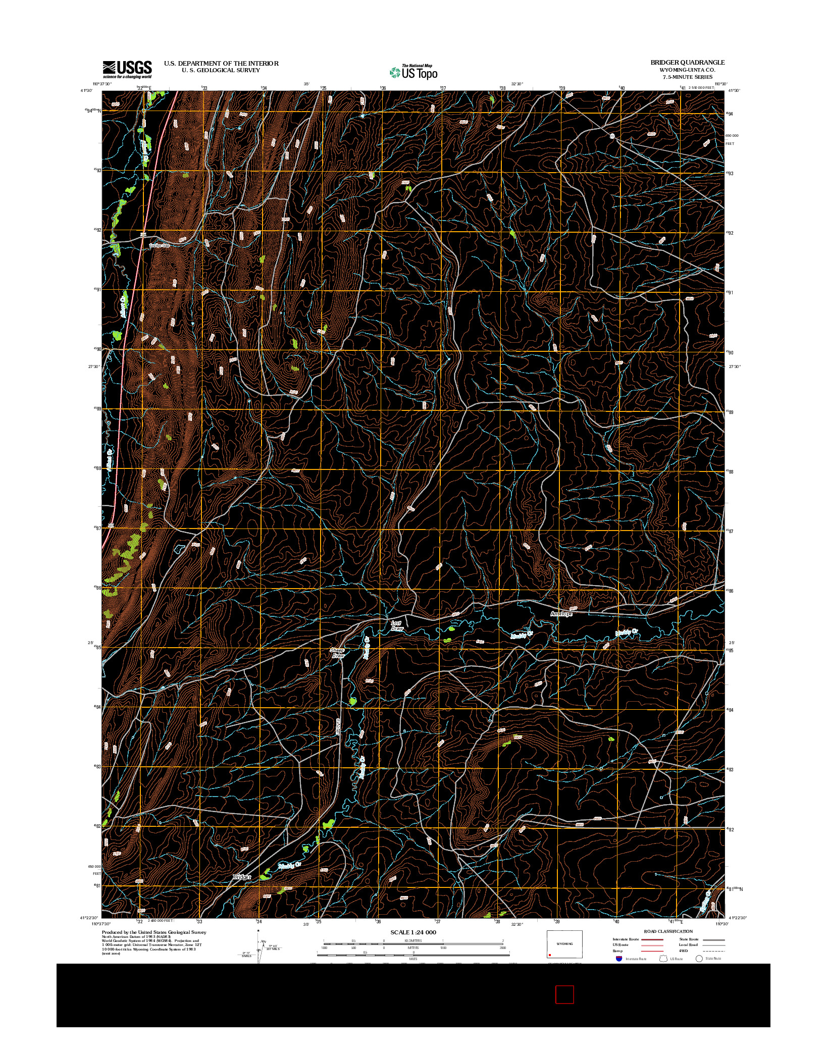 USGS US TOPO 7.5-MINUTE MAP FOR BRIDGER, WY 2012