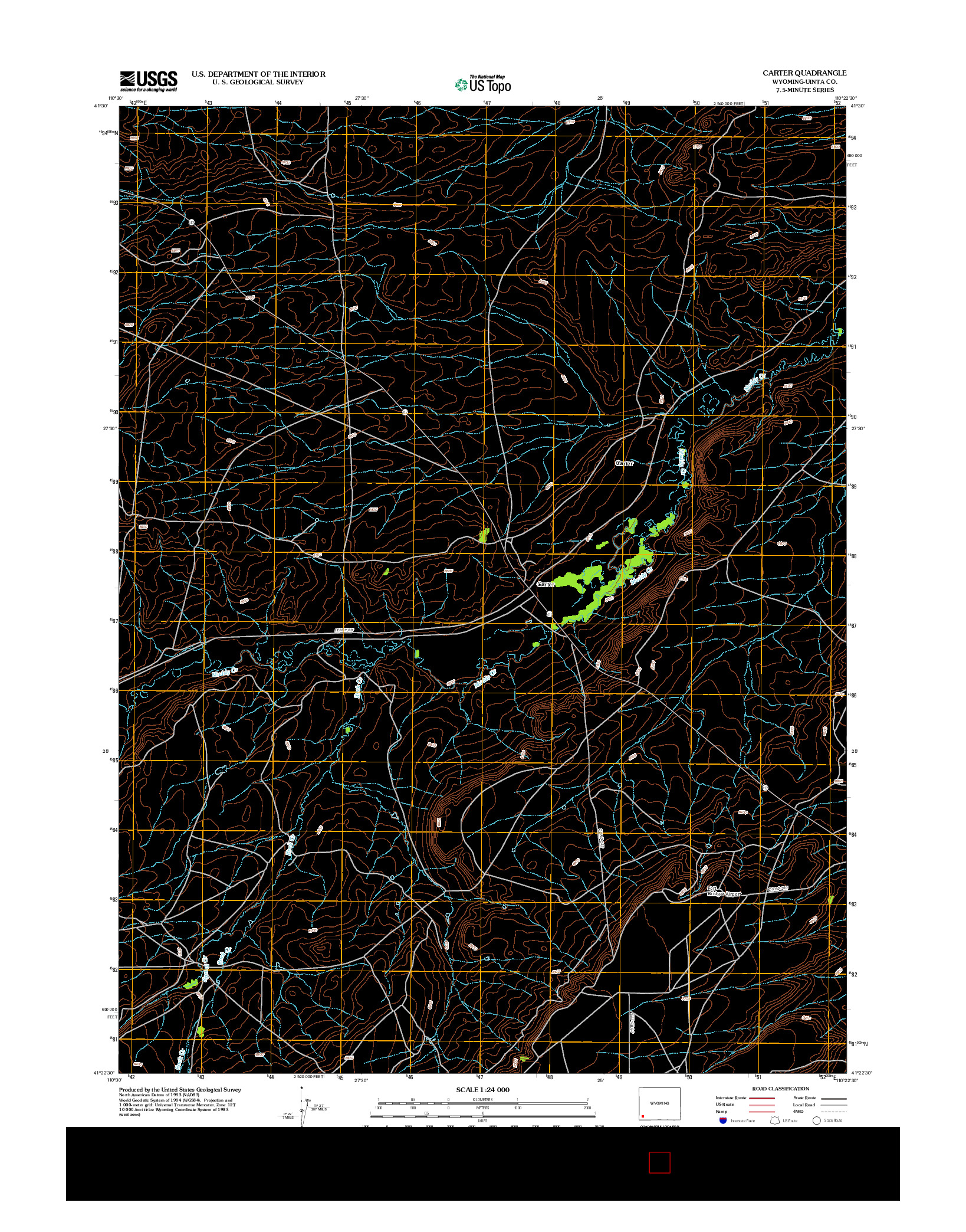 USGS US TOPO 7.5-MINUTE MAP FOR CARTER, WY 2012