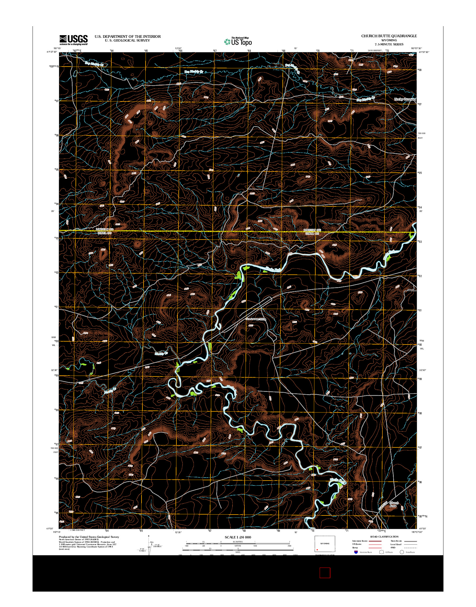 USGS US TOPO 7.5-MINUTE MAP FOR CHURCH BUTTE, WY 2012