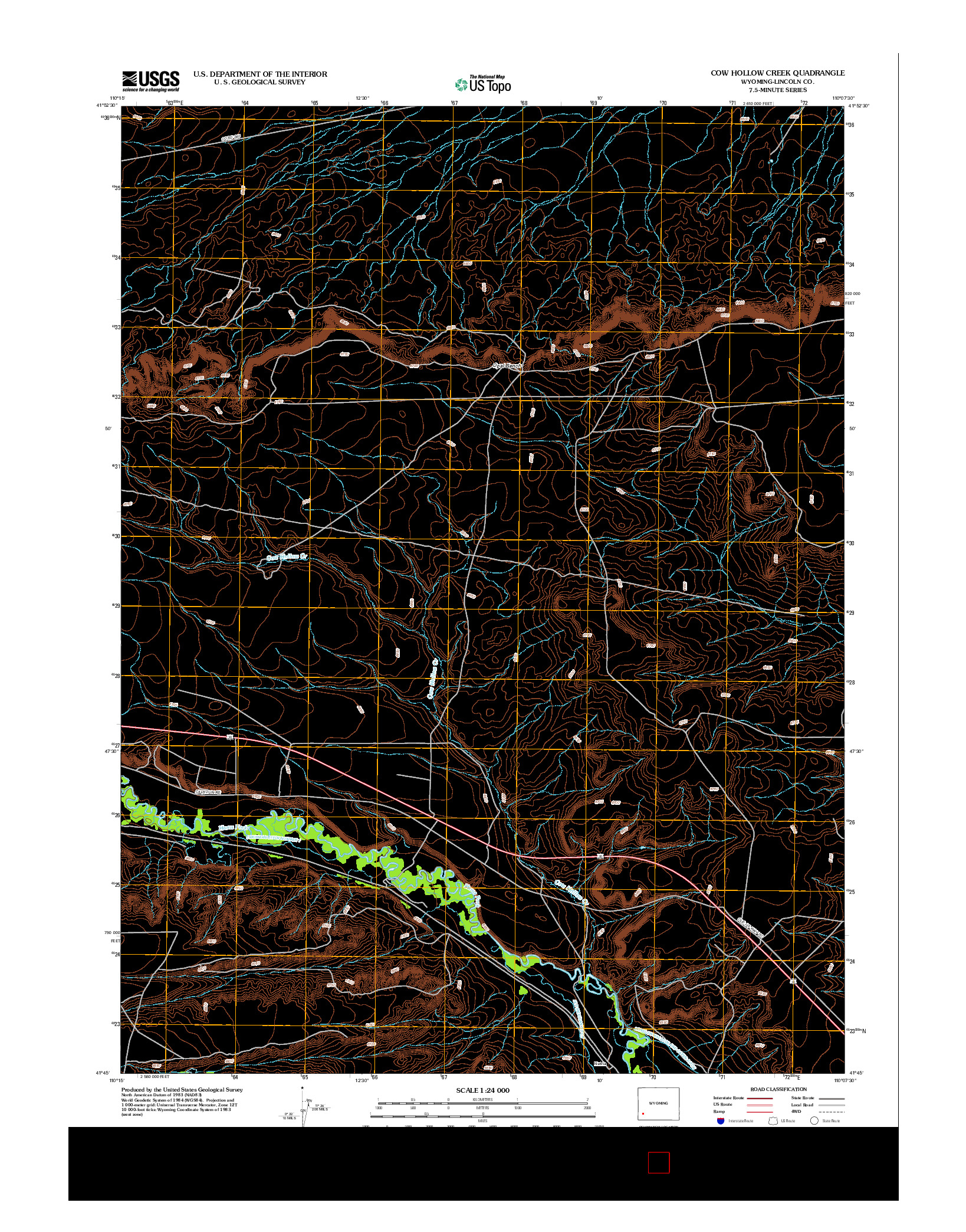 USGS US TOPO 7.5-MINUTE MAP FOR COW HOLLOW CREEK, WY 2012