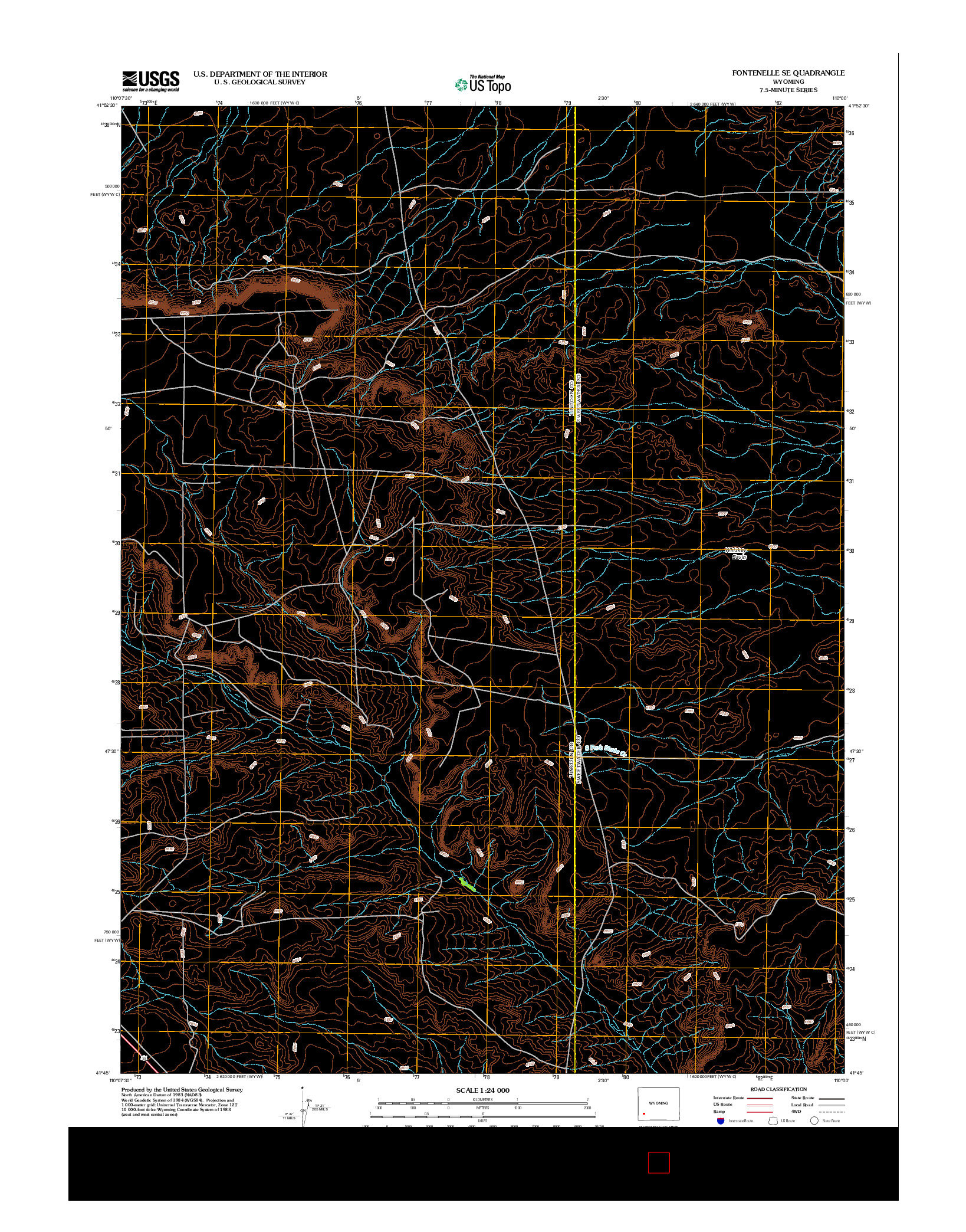 USGS US TOPO 7.5-MINUTE MAP FOR FONTENELLE SE, WY 2012