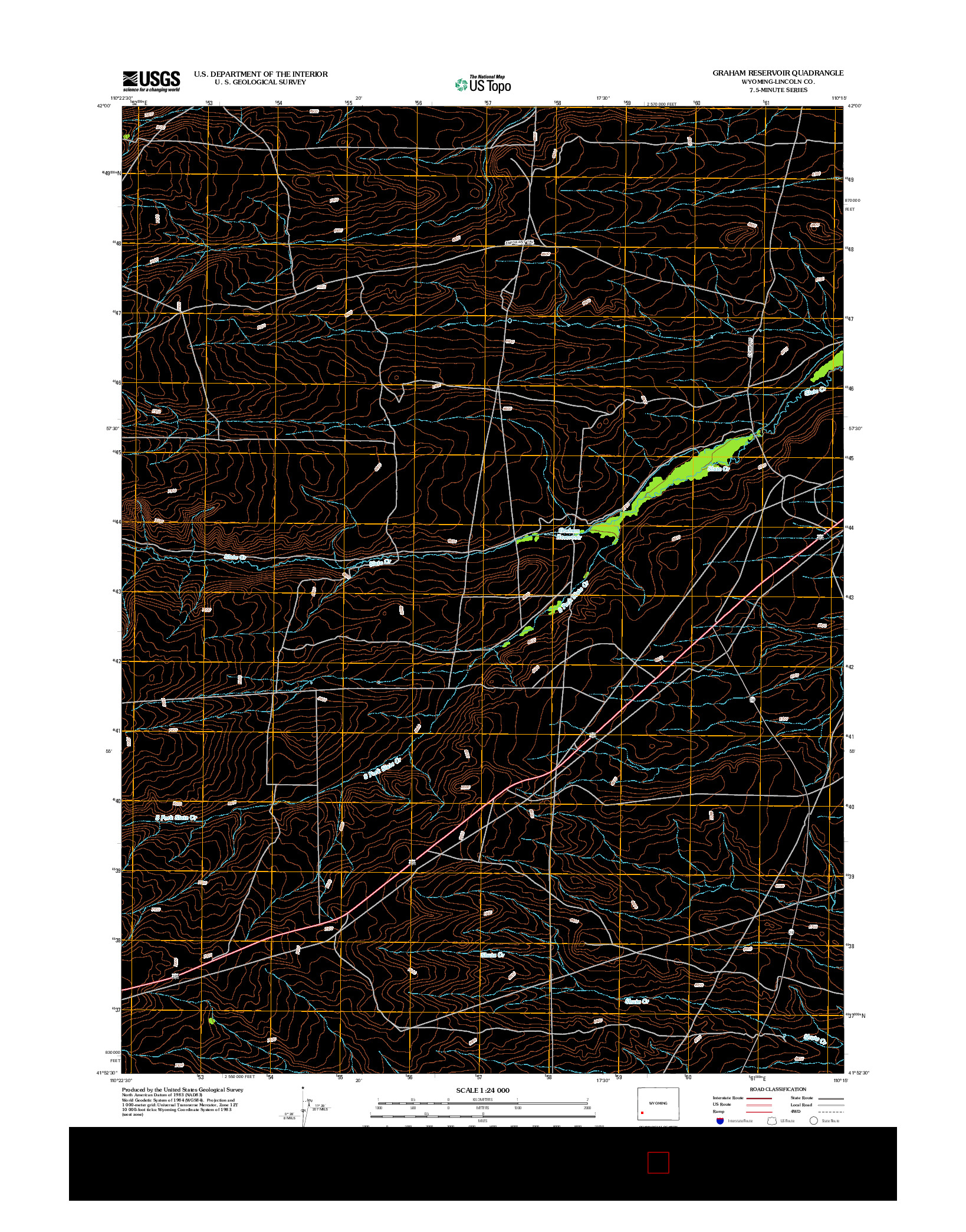 USGS US TOPO 7.5-MINUTE MAP FOR GRAHAM RESERVOIR, WY 2012