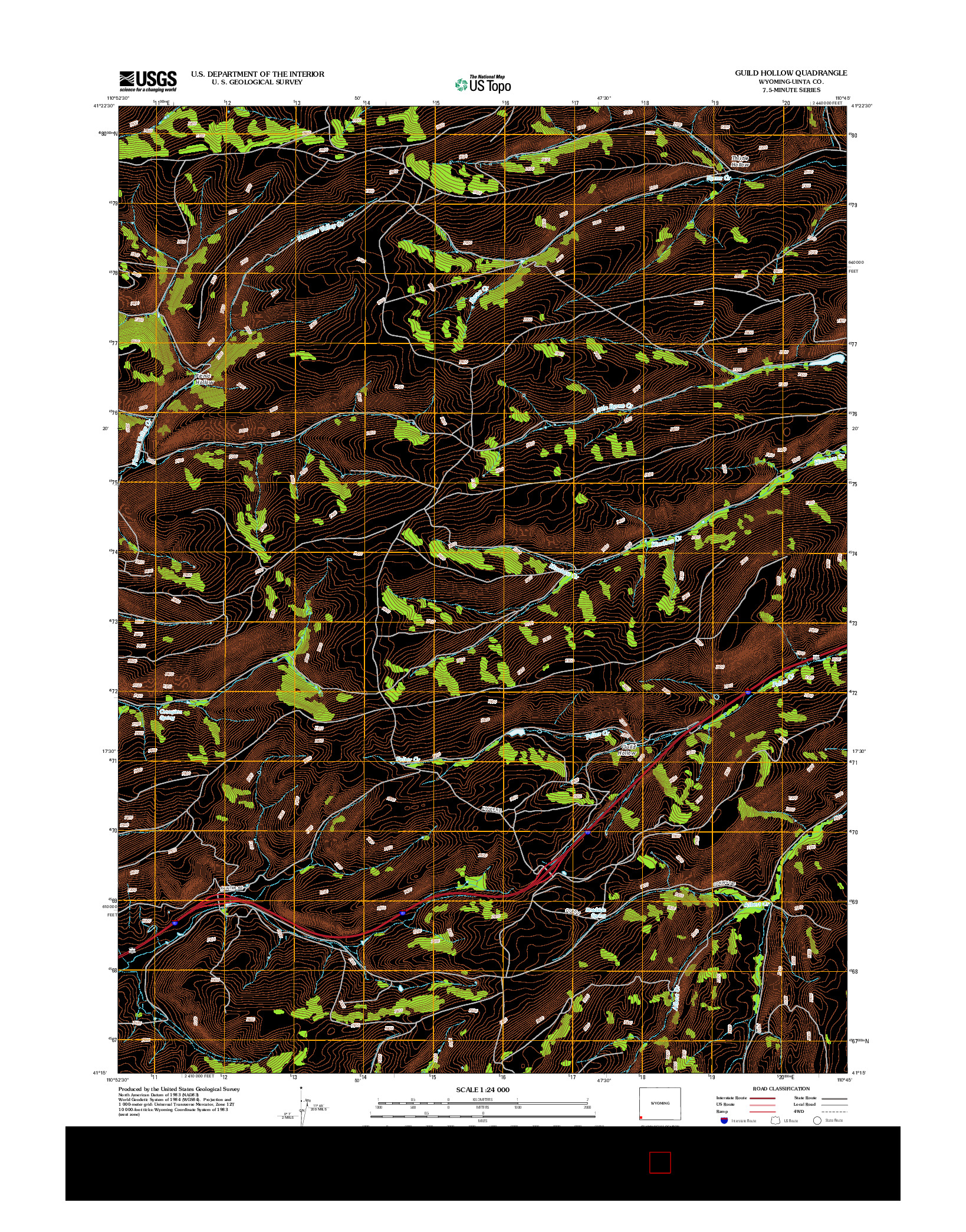 USGS US TOPO 7.5-MINUTE MAP FOR GUILD HOLLOW, WY 2012