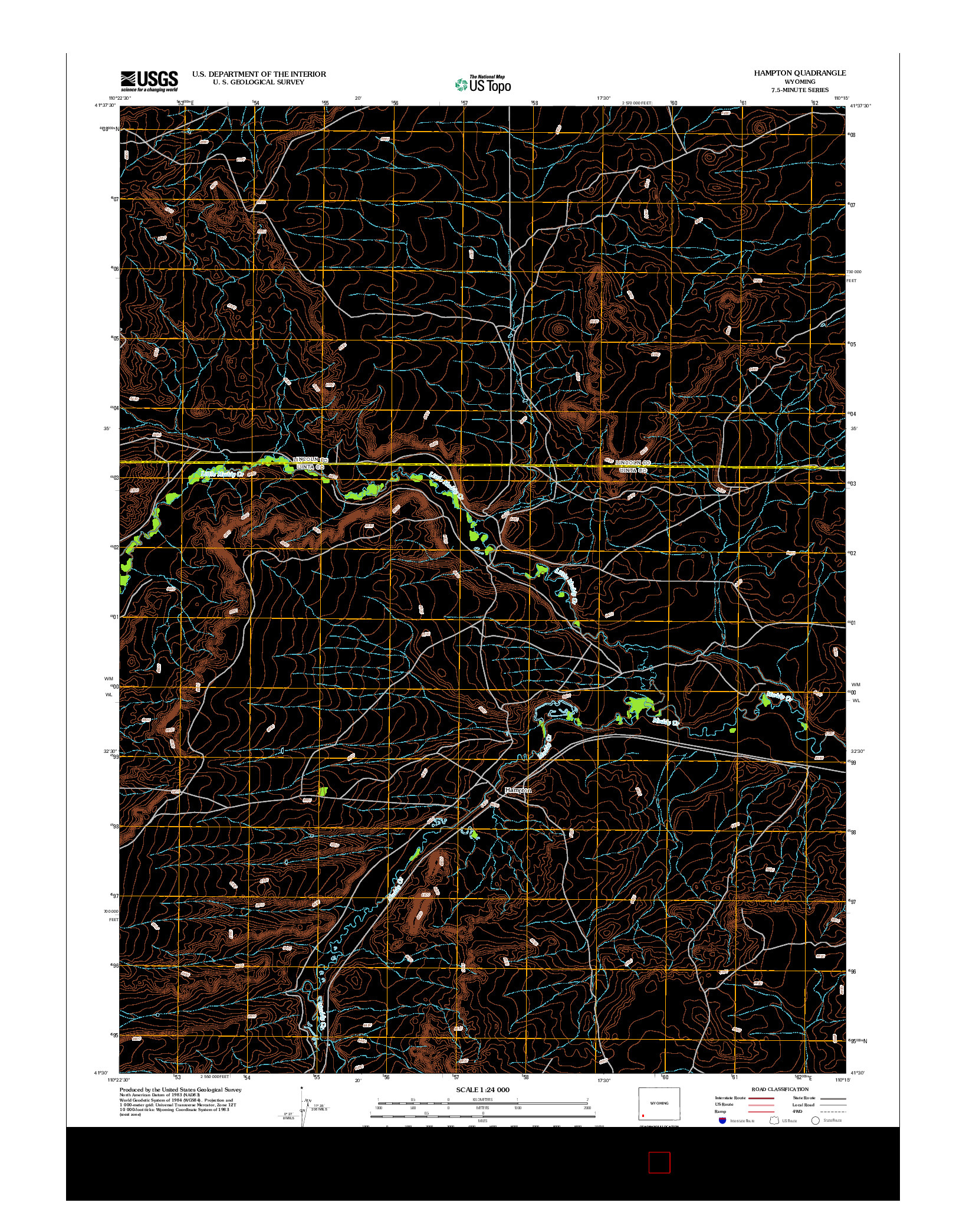 USGS US TOPO 7.5-MINUTE MAP FOR HAMPTON, WY 2012