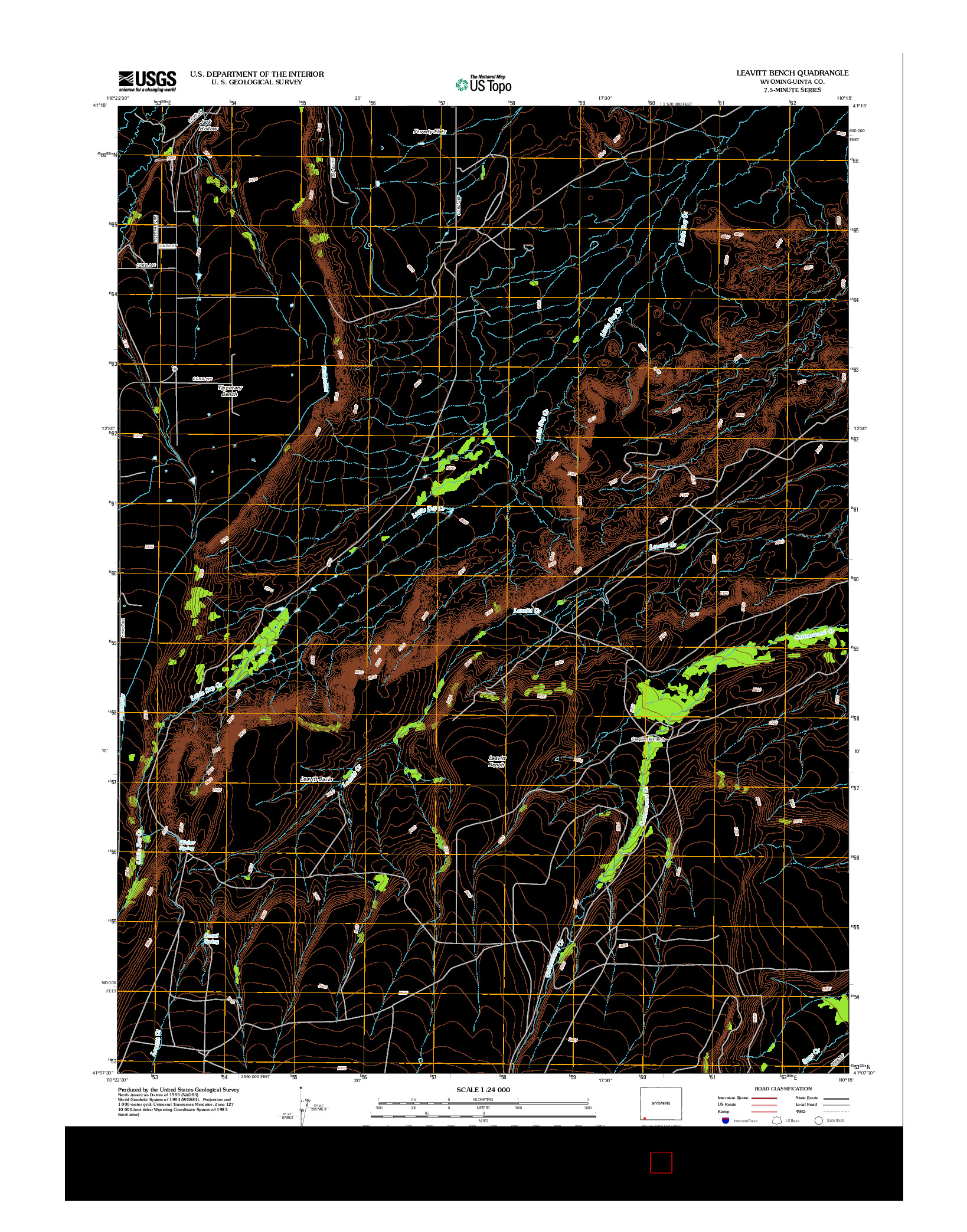 USGS US TOPO 7.5-MINUTE MAP FOR LEAVITT BENCH, WY 2012
