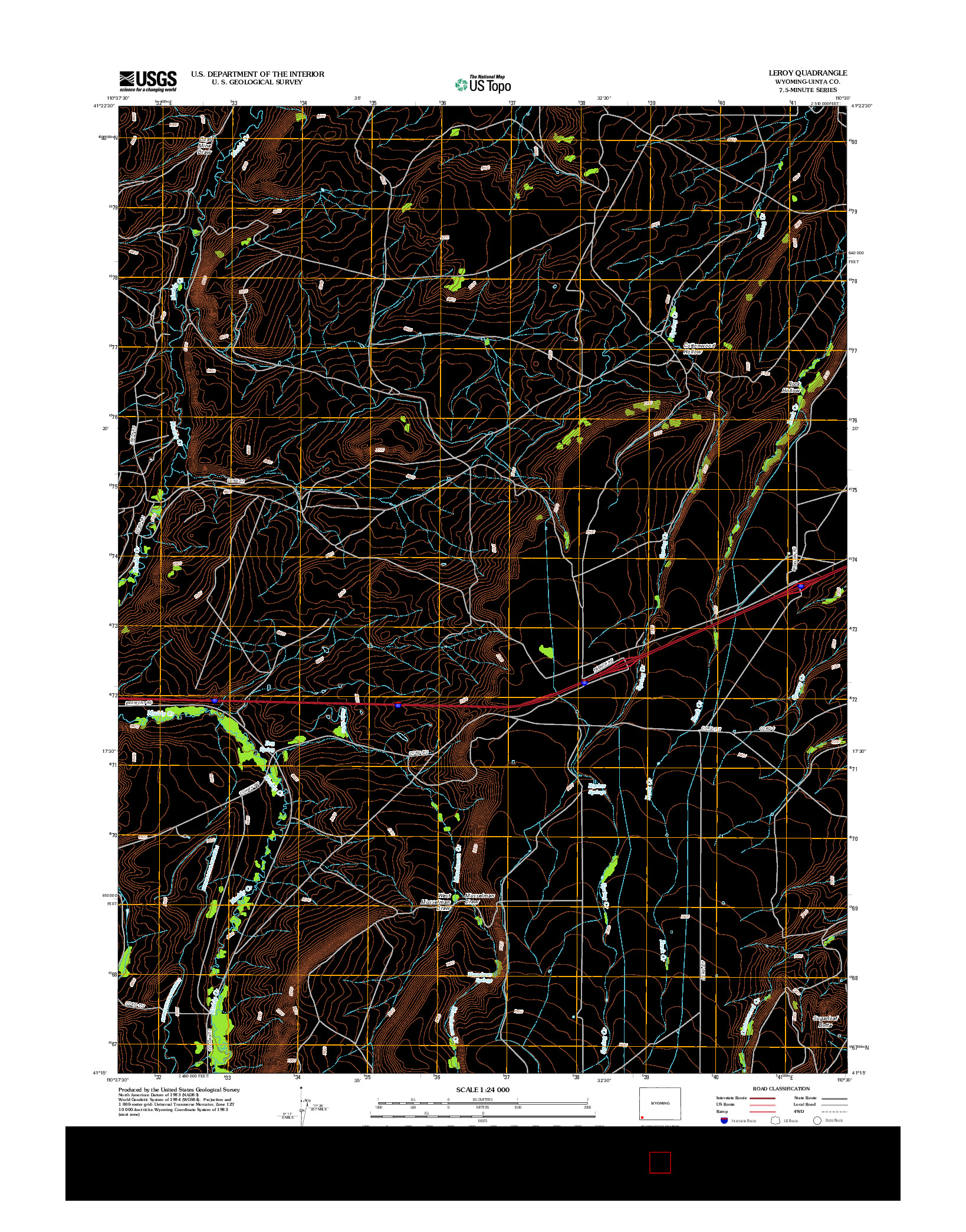 USGS US TOPO 7.5-MINUTE MAP FOR LEROY, WY 2012