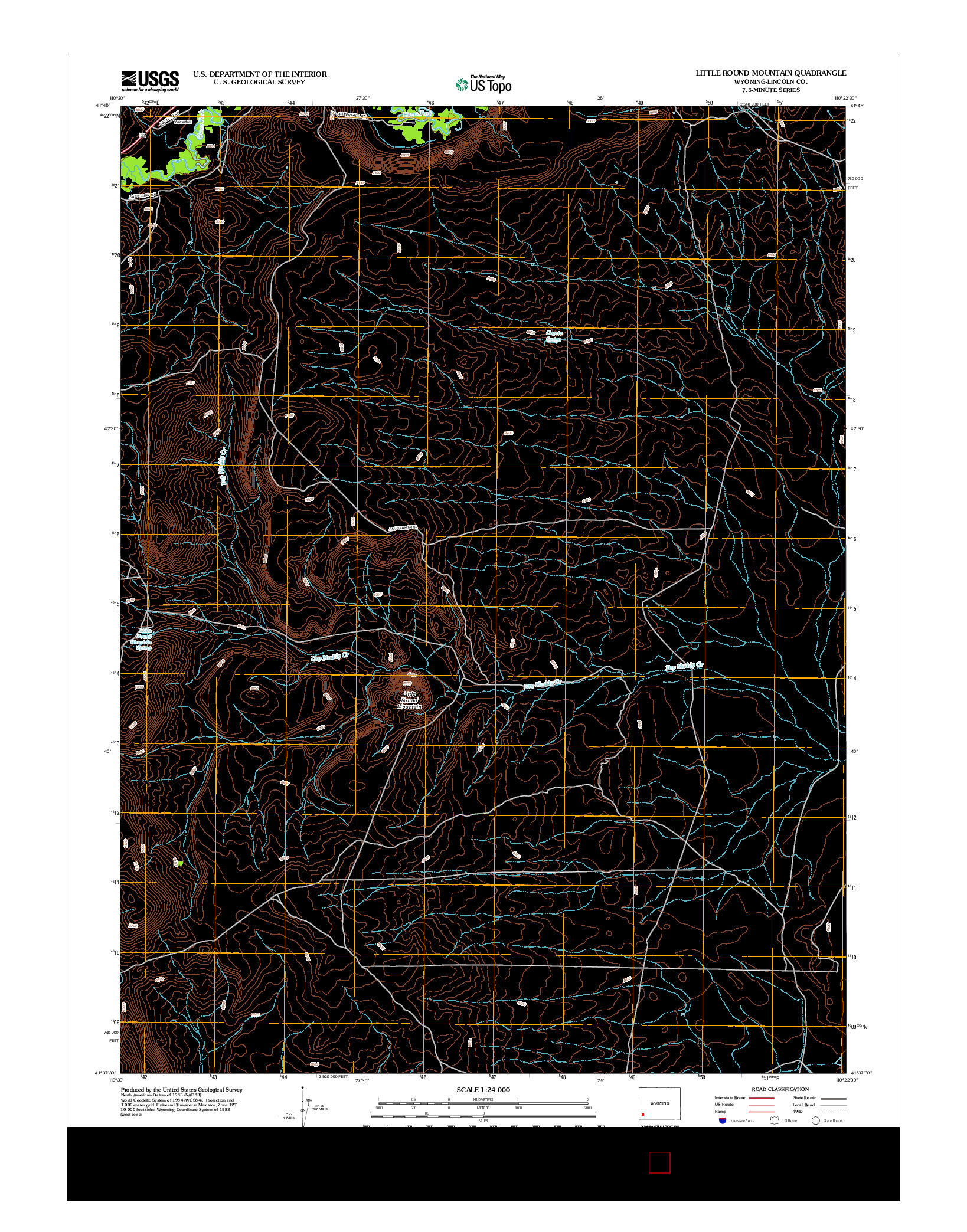 USGS US TOPO 7.5-MINUTE MAP FOR LITTLE ROUND MOUNTAIN, WY 2012