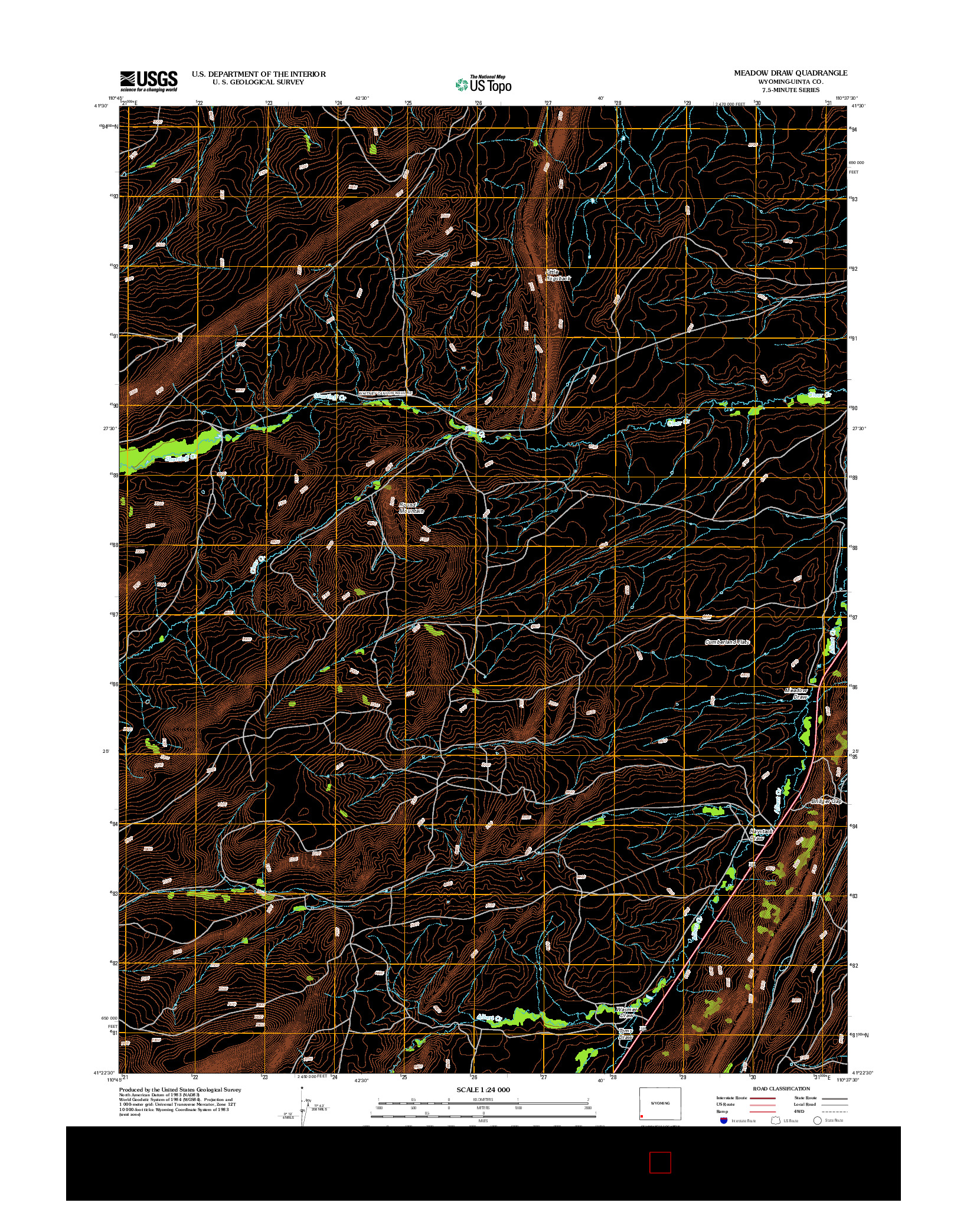 USGS US TOPO 7.5-MINUTE MAP FOR MEADOW DRAW, WY 2012