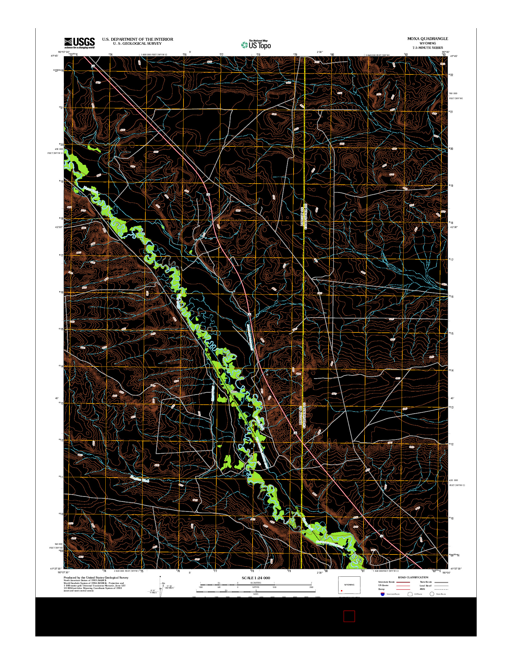 USGS US TOPO 7.5-MINUTE MAP FOR MOXA, WY 2012