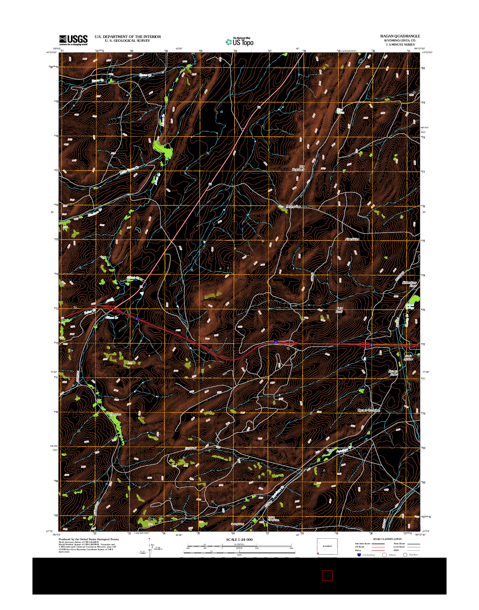USGS US TOPO 7.5-MINUTE MAP FOR RAGAN, WY 2012