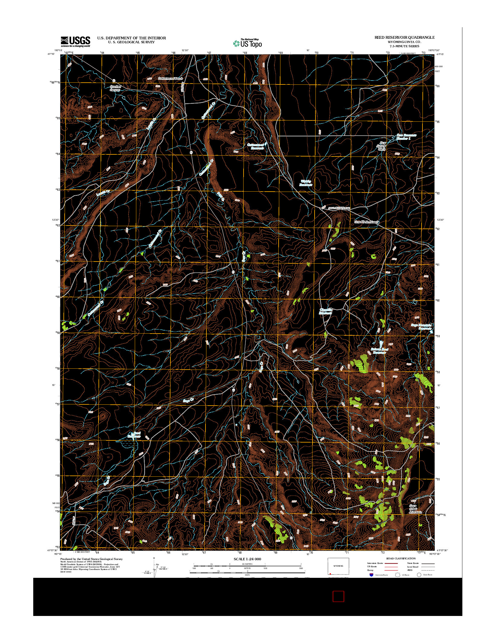 USGS US TOPO 7.5-MINUTE MAP FOR REED RESERVOIR, WY 2012