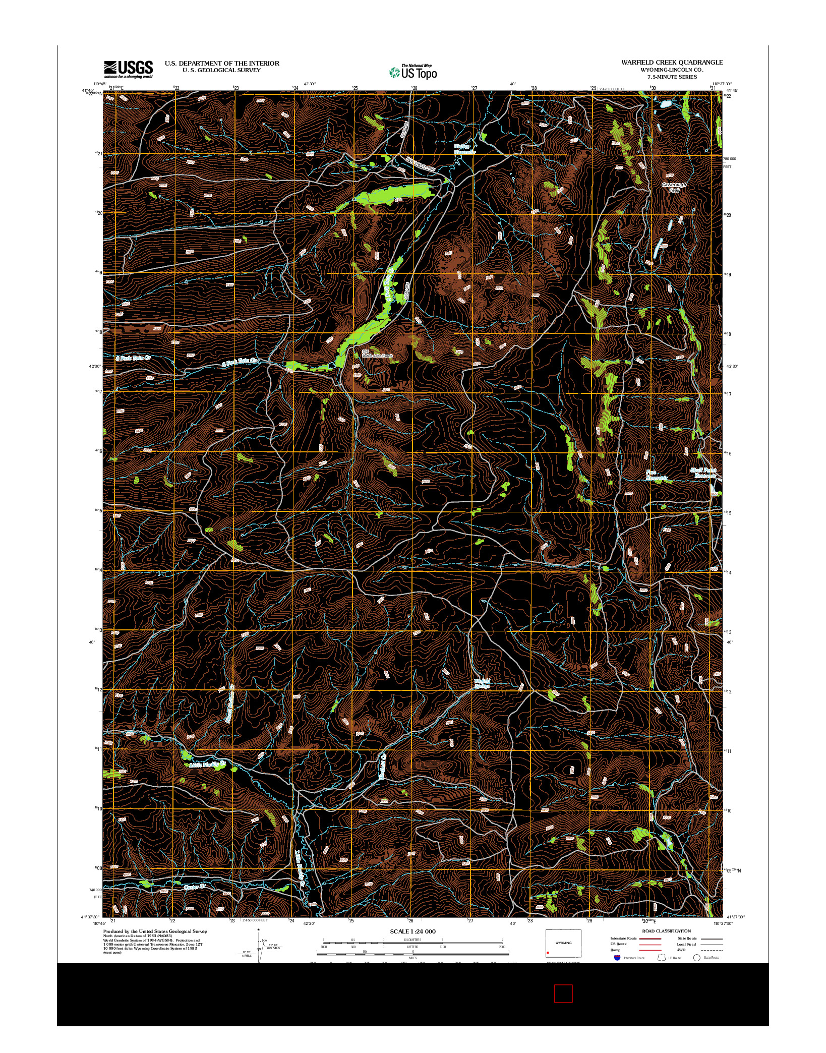 USGS US TOPO 7.5-MINUTE MAP FOR WARFIELD CREEK, WY 2012