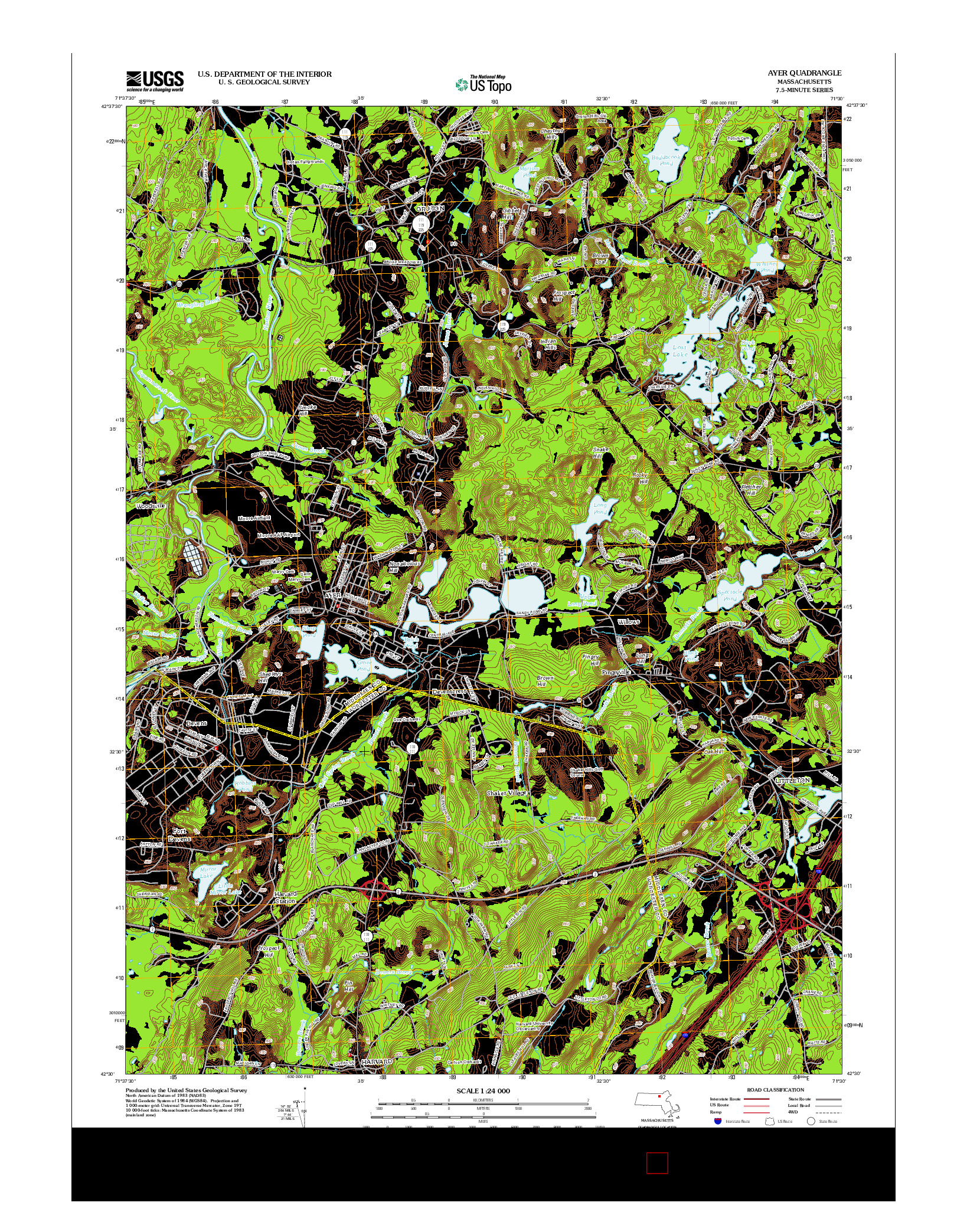 USGS US TOPO 7.5-MINUTE MAP FOR AYER, MA 2012