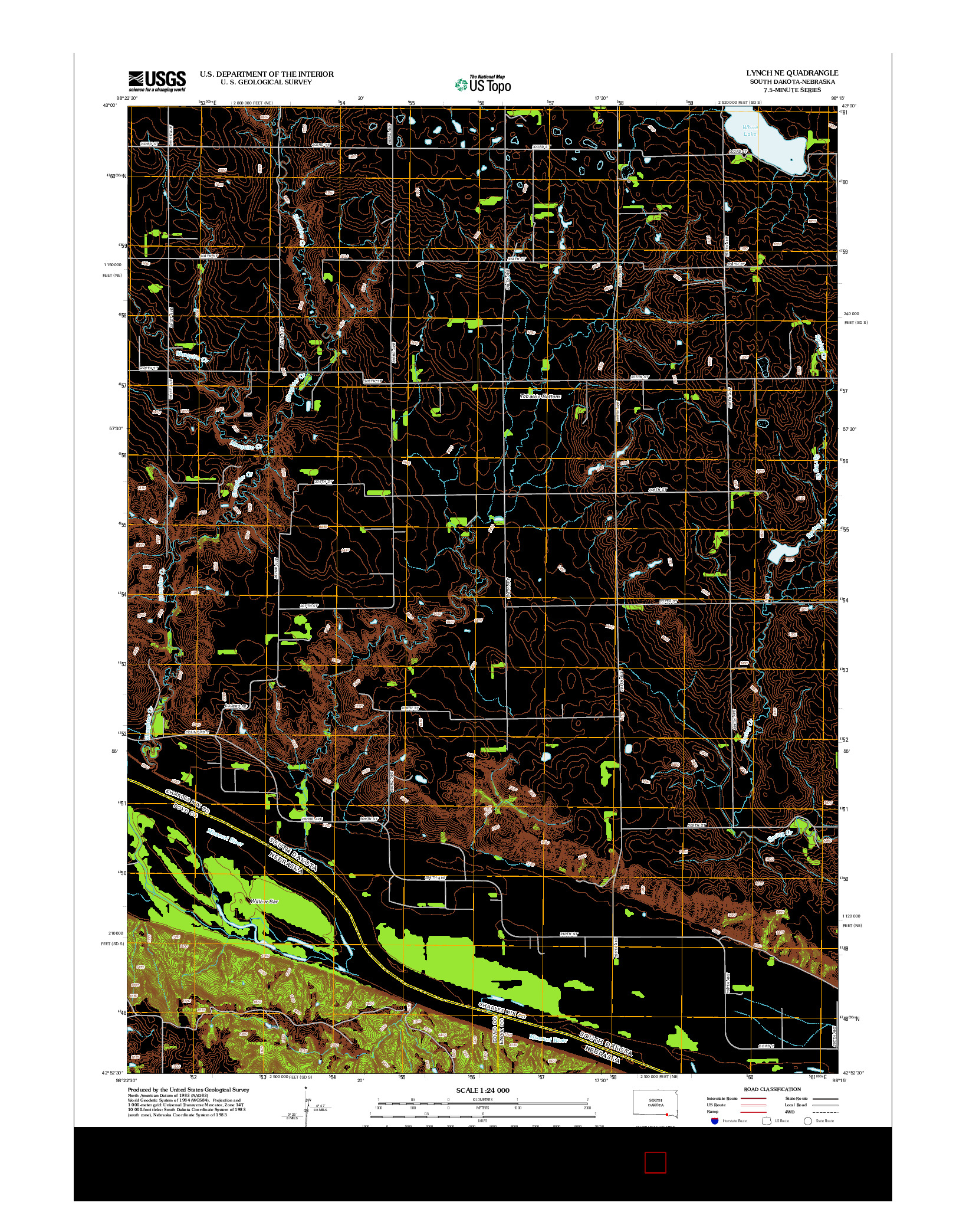 USGS US TOPO 7.5-MINUTE MAP FOR LYNCH NE, SD-NE 2012