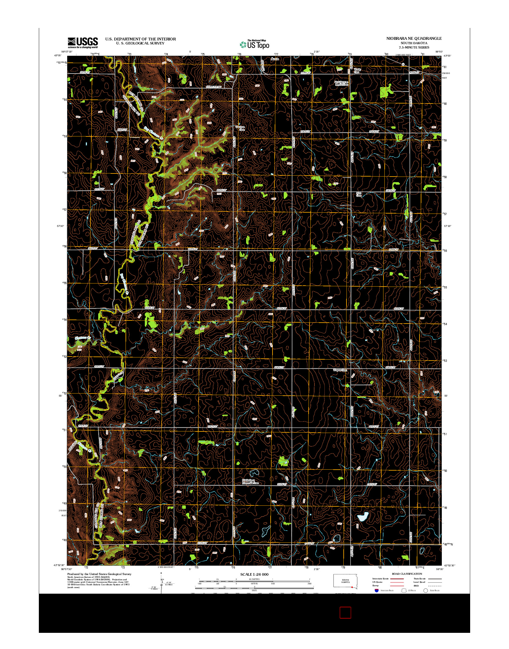 USGS US TOPO 7.5-MINUTE MAP FOR NIOBRARA NE, SD 2012